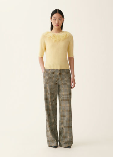 Platinum-Pullover mit Straußenfedern, Vanillegelb Fabiana Filippi Platinum-Pullover mit Straußenfedern, Vanillegelb Vanillegelb MAD226F490M4380000