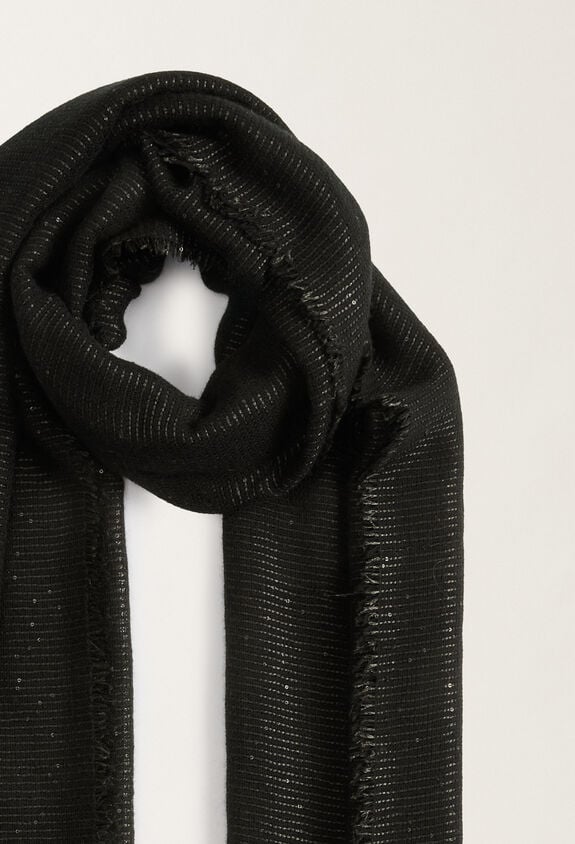 Fabiana Filippi Cashmere blend scarf with sequins, black BLACK SAD215A881L8000000