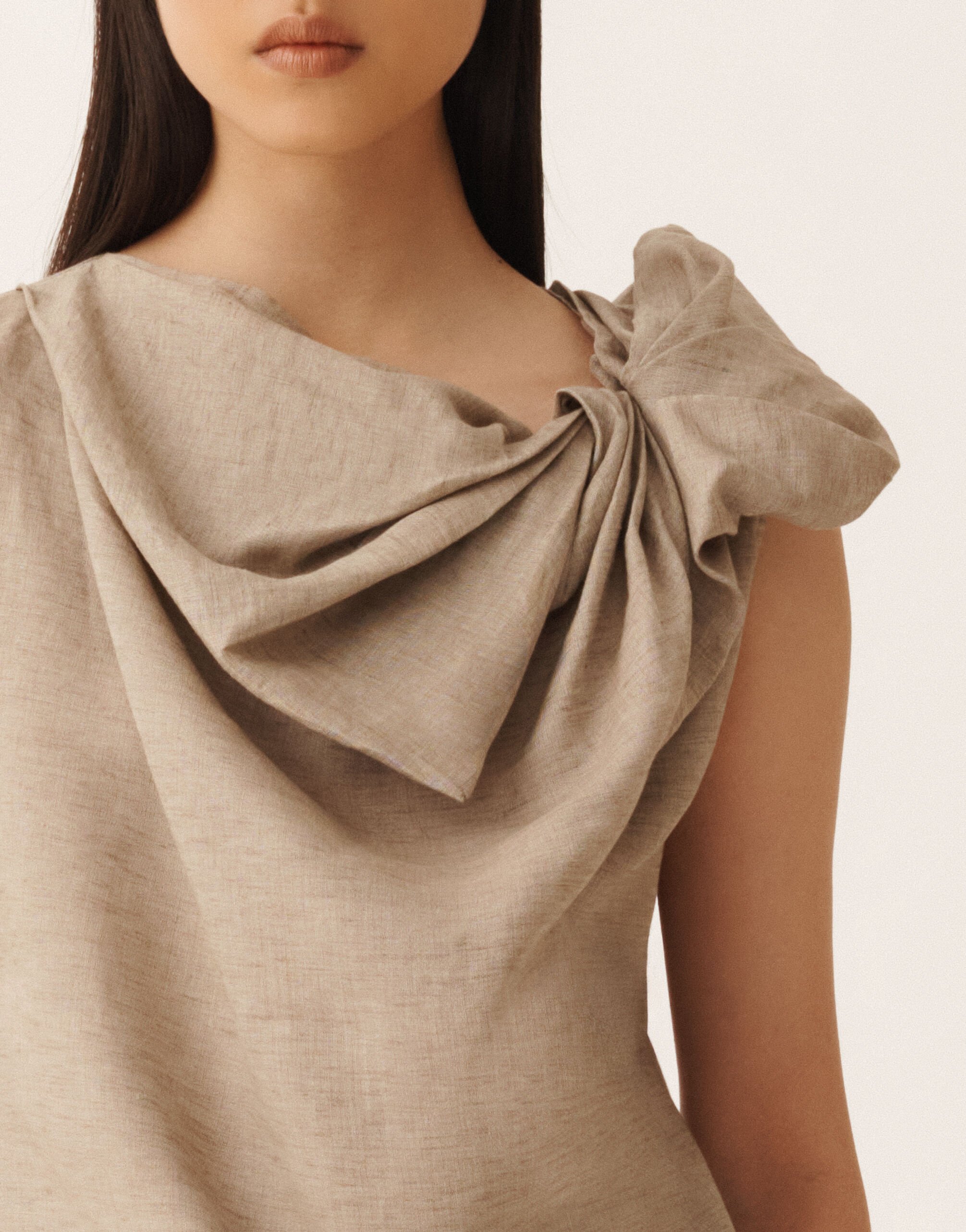 Top de lino en topo Fabiana Filippi Top de lino en topo GRIS PALOMA TPD276F737D8350000