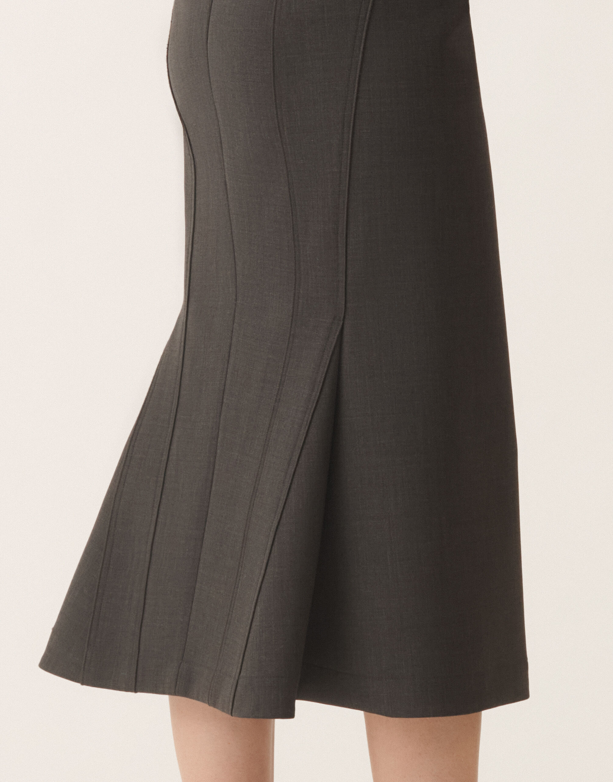 Fabiana Filippi Bi-stretch fresco wool skirt, slate Grey GND225F807L6120000