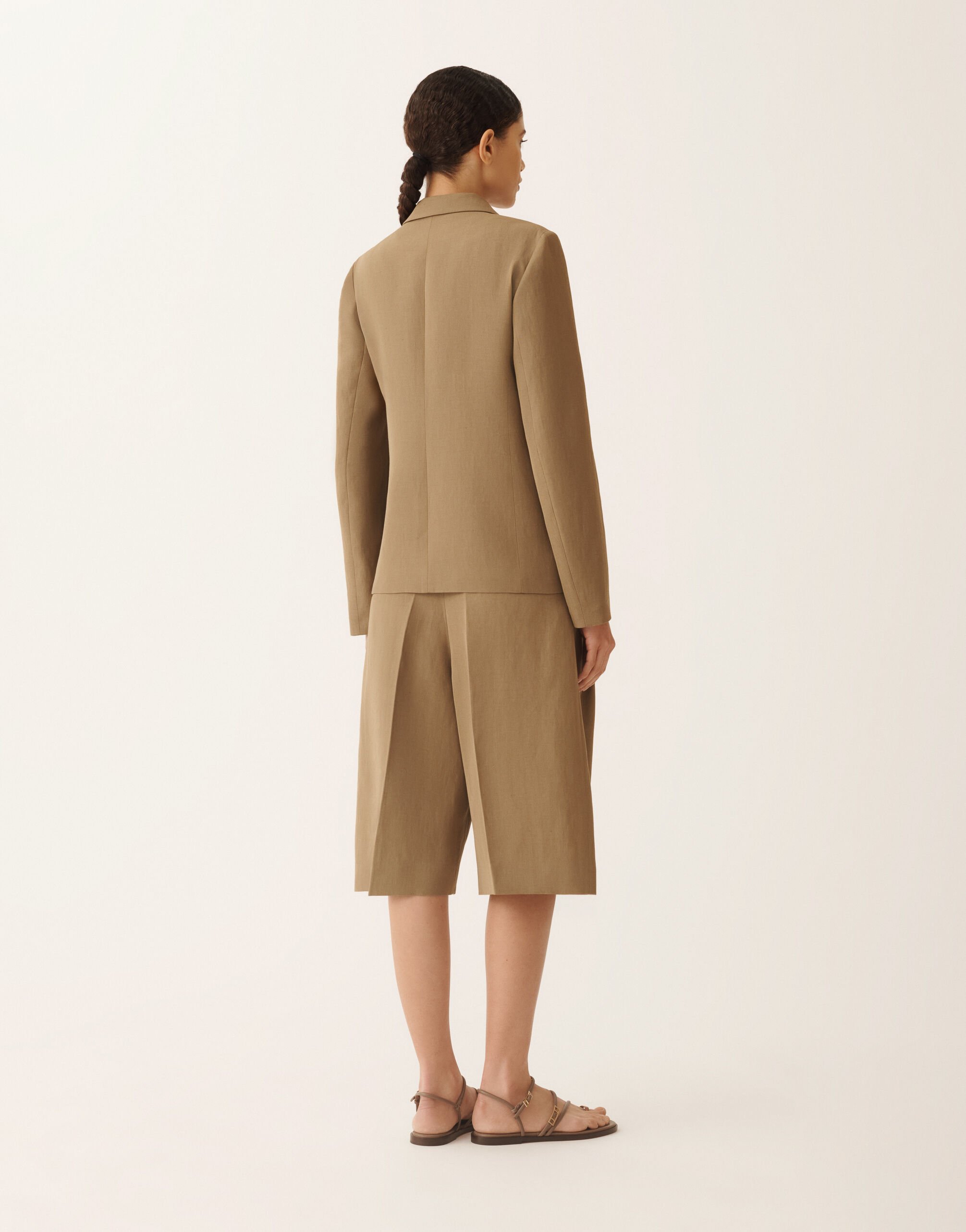 Fabiana Filippi Jacke aus fließendem Leinen und Viskose, schlammfarben SCHLAMM GCD276F662D5440000