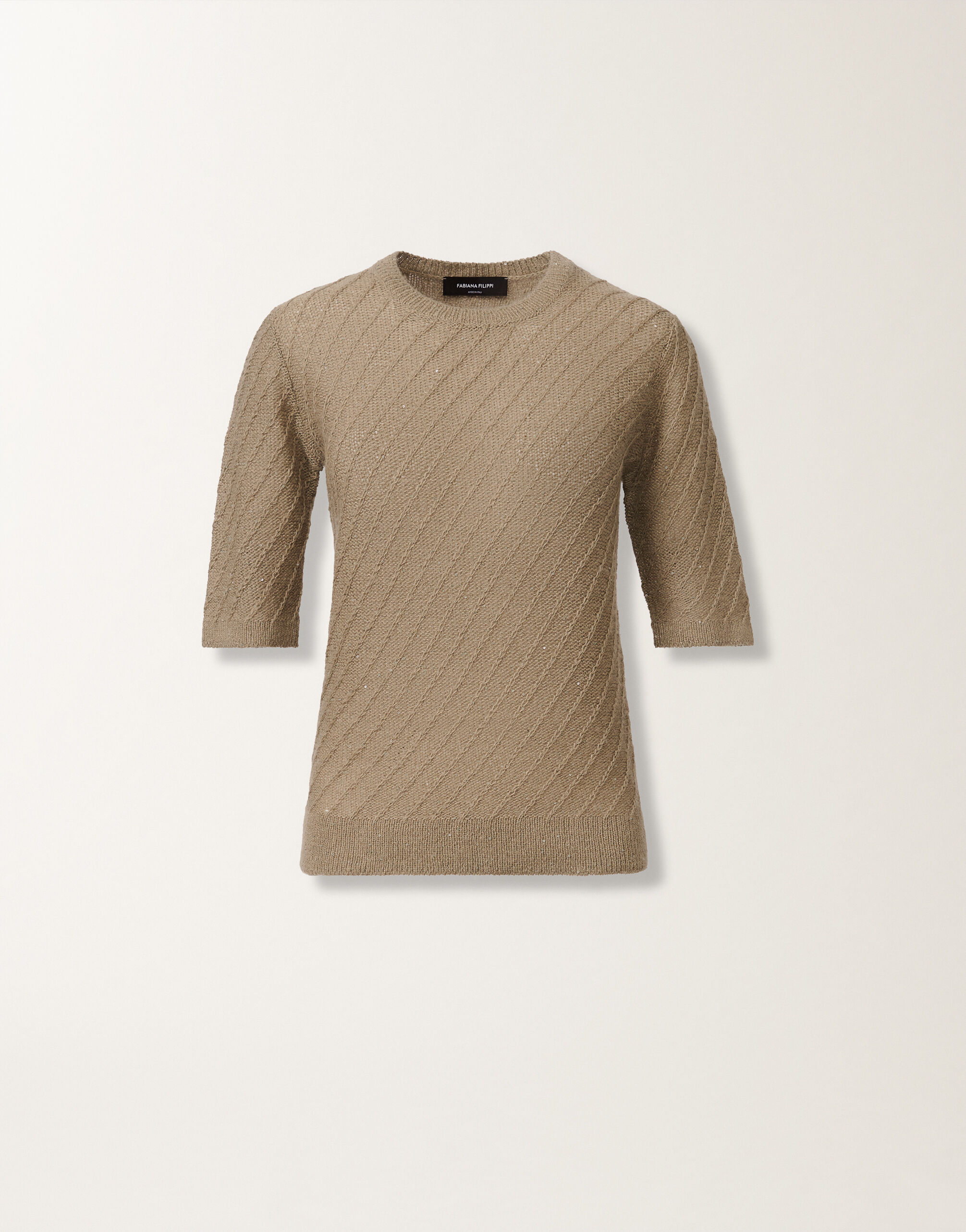 Fabiana Filippi Wool and silk sweater with sequins, olive GREEN MAD215F110D2960000