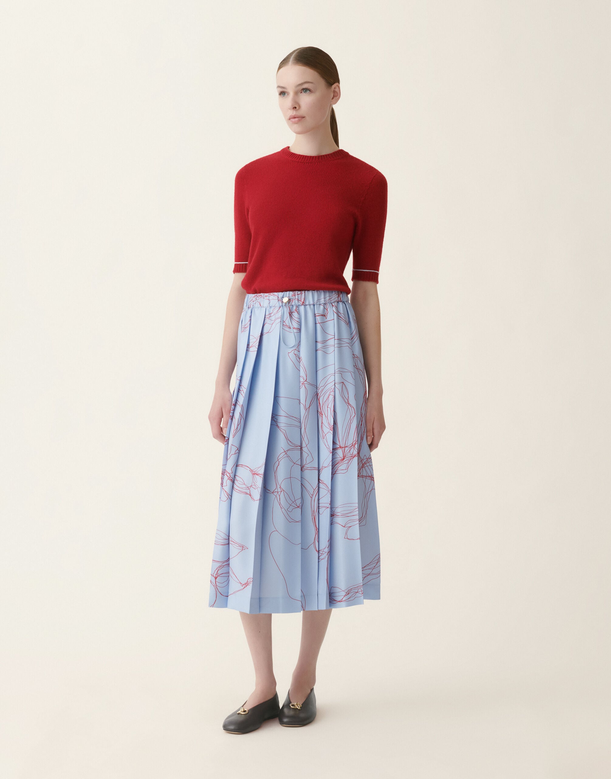 Fabiana Filippi Gonna midi in twill di seta, azzurro Azzurro GND216F339M3070000