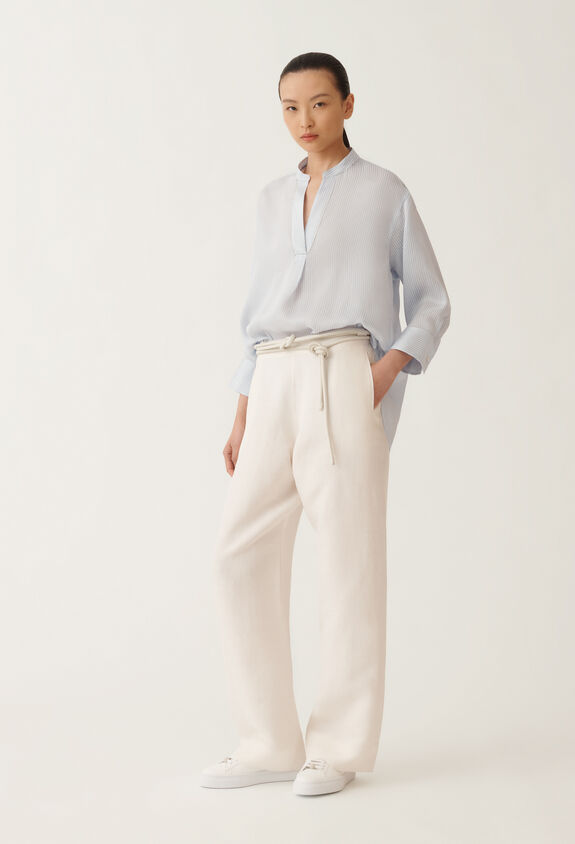 Fabiana Filippi Multi-striped viscose and silk shirt, white and sky blue SKY BLUE CADC02F351H8950000