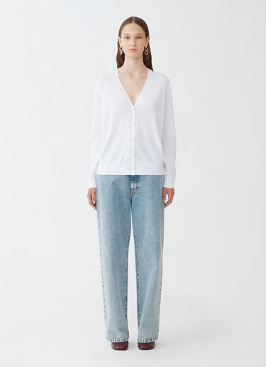 Fabiana Filippi COTTON CARDIGAN WITH SEQUIN THREAD OPTICAL WHITE MAD274F359H4960000