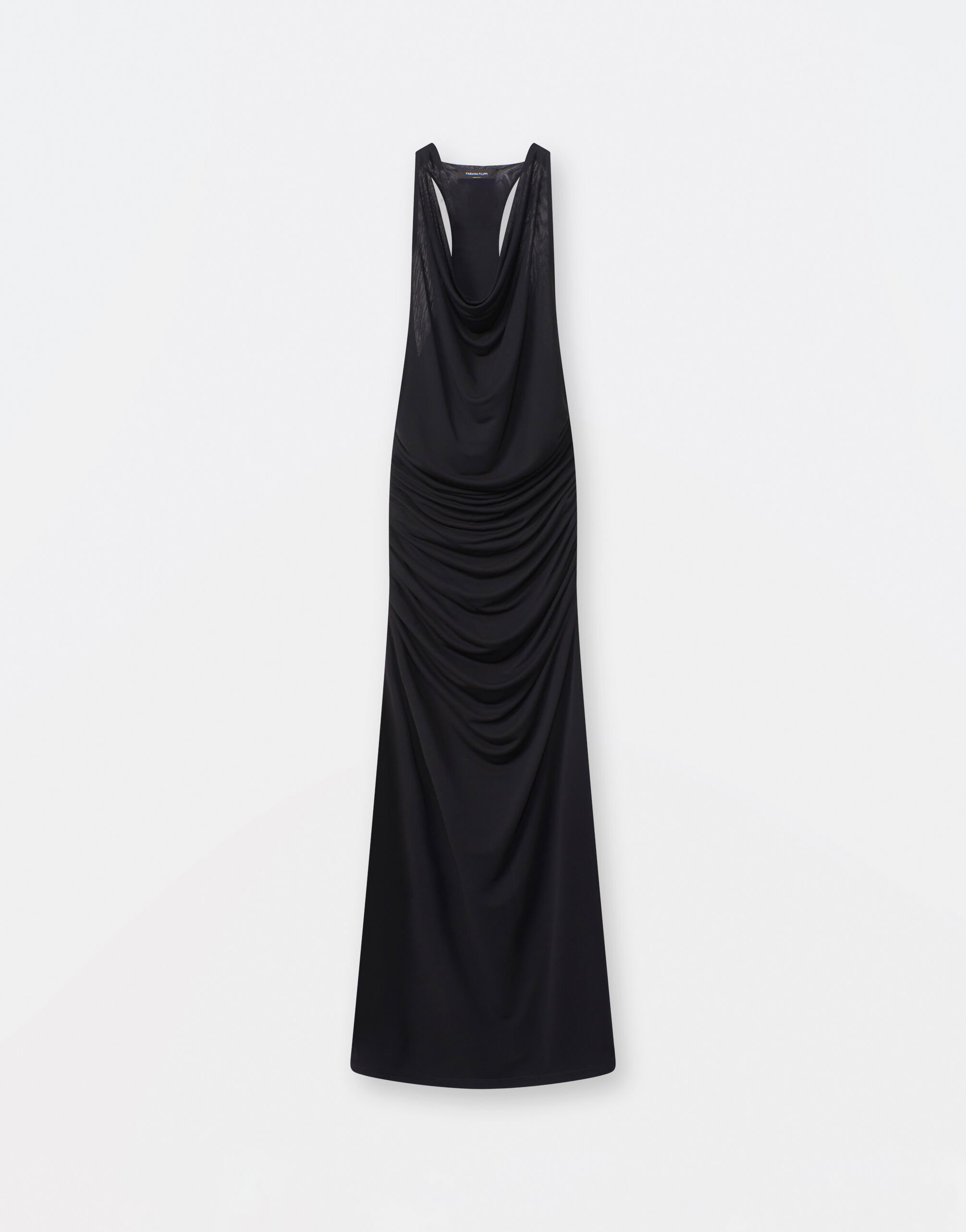 Fabiana Filippi Langes Kleid aus Viskose-Jersey, Schwarz ABD274F499H4800000