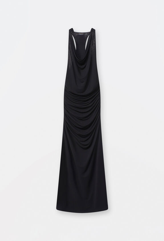 Fabiana Filippi Langes Kleid aus Viskose-Jersey, Schwarz Schwarz ABD264F135D6400000