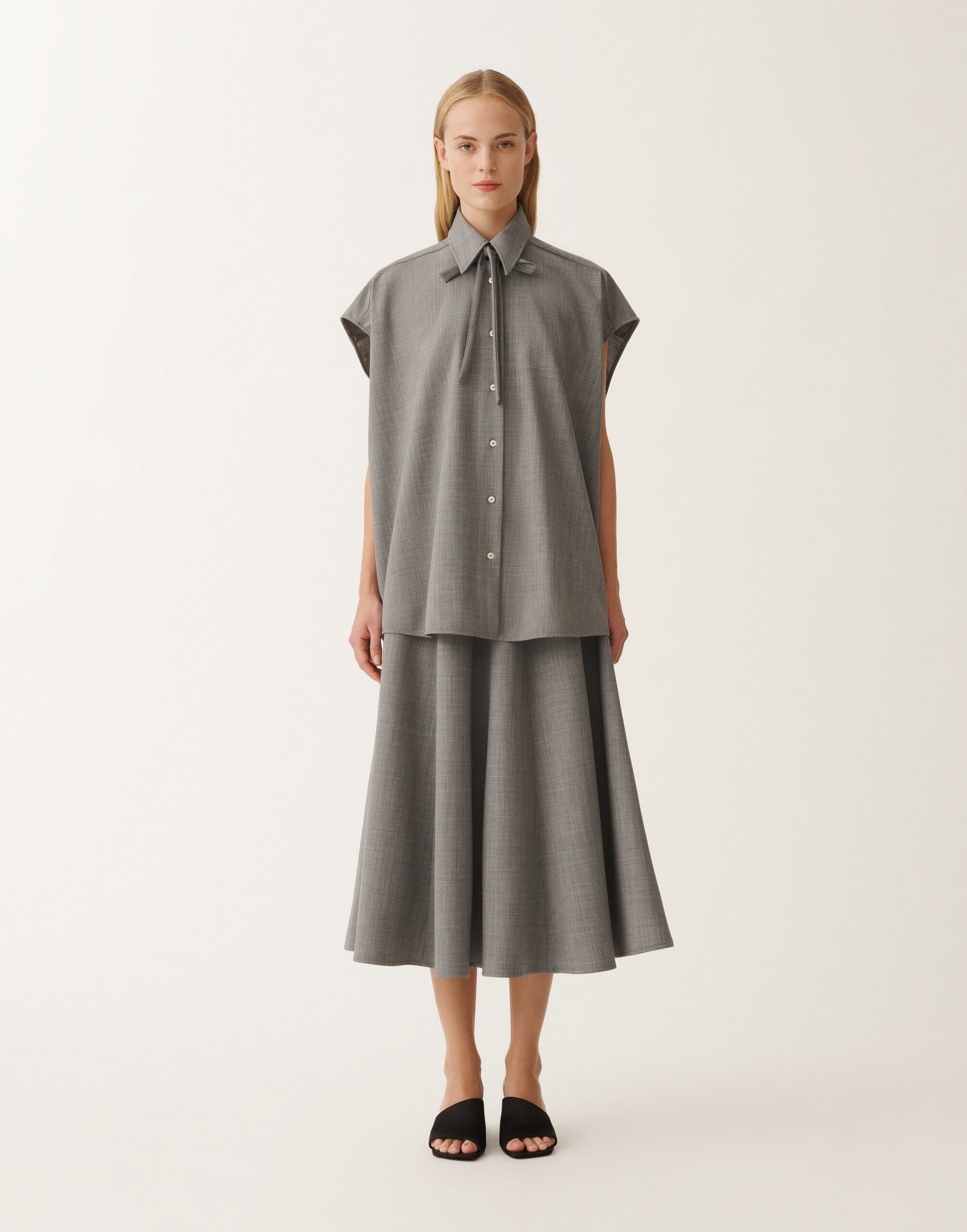 Fabiana Filippi Cool wool shirt, melange rock GREY CAD265F429D6200000