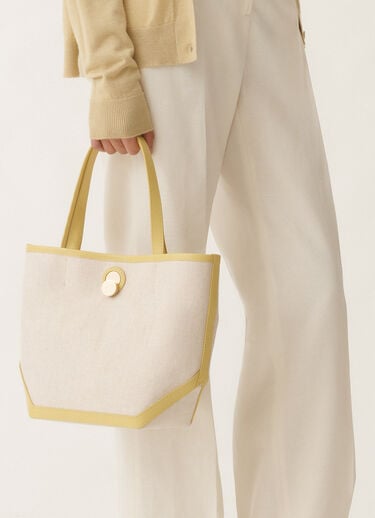 Fabiana Filippi Eclissi canvas and leather medium tote bag, cedar YELLOW BGD265A907L2150000
