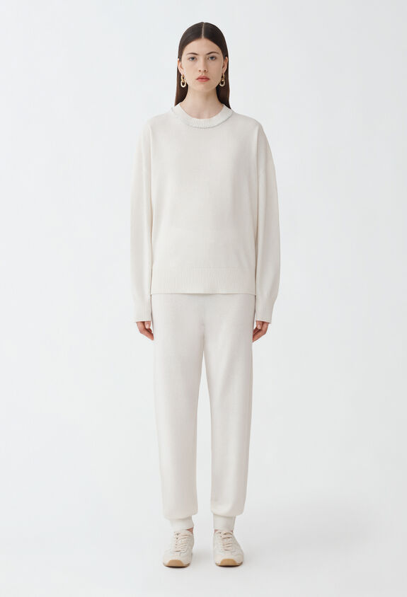 Fabiana Filippi Pullover aus Platinum mit Pailletten, bastfarben WEISS MAD214F016I9470000