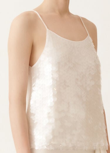 Fabiana Filippi Tanktop aus gebürsteter Merinowolle und Mohair, Raffia Weiß MAD225F493L6230000