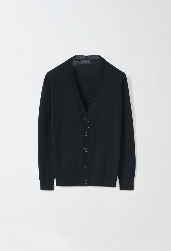 Fabiana Filippi COTTON CARDIGAN WITH SEQUIN THREAD BLACK MAD274F359H4960000