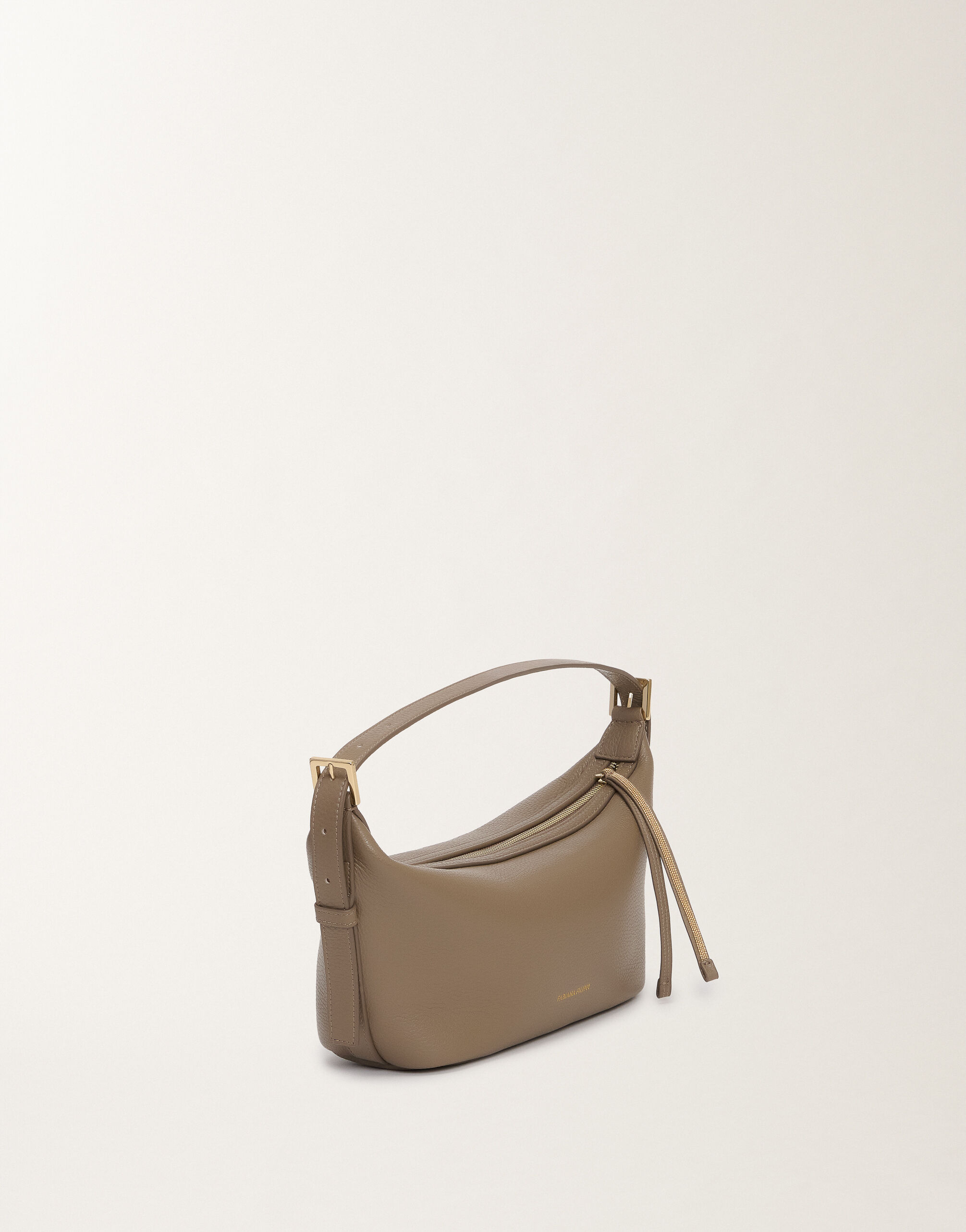 Fabiana Filippi Mini-Hobo-Bag aus gekörntem Leder, schlammbraun VANILLE BGD275A081L4270000