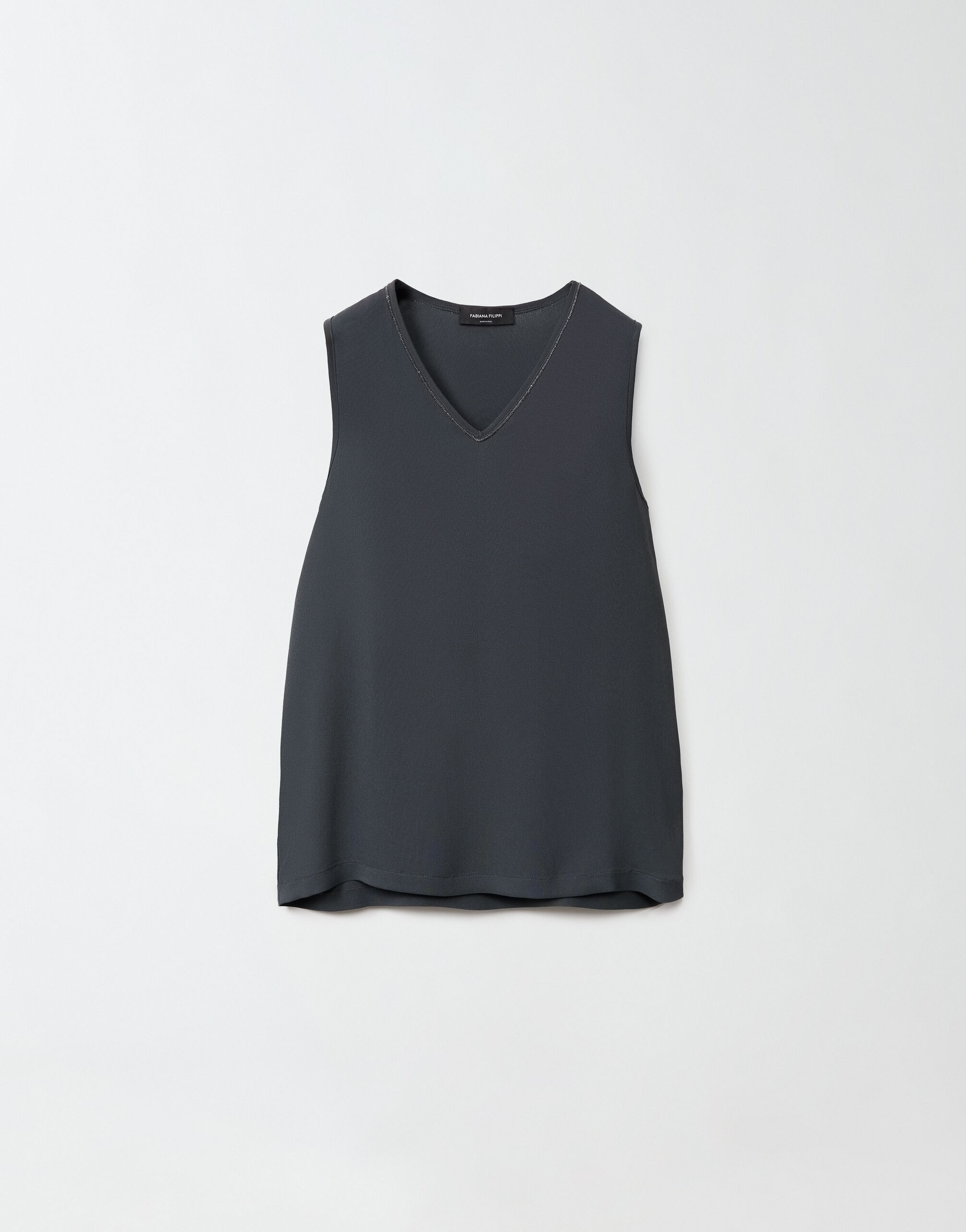 Silk marocain vest top petroleum for Women Fabiana Filippi