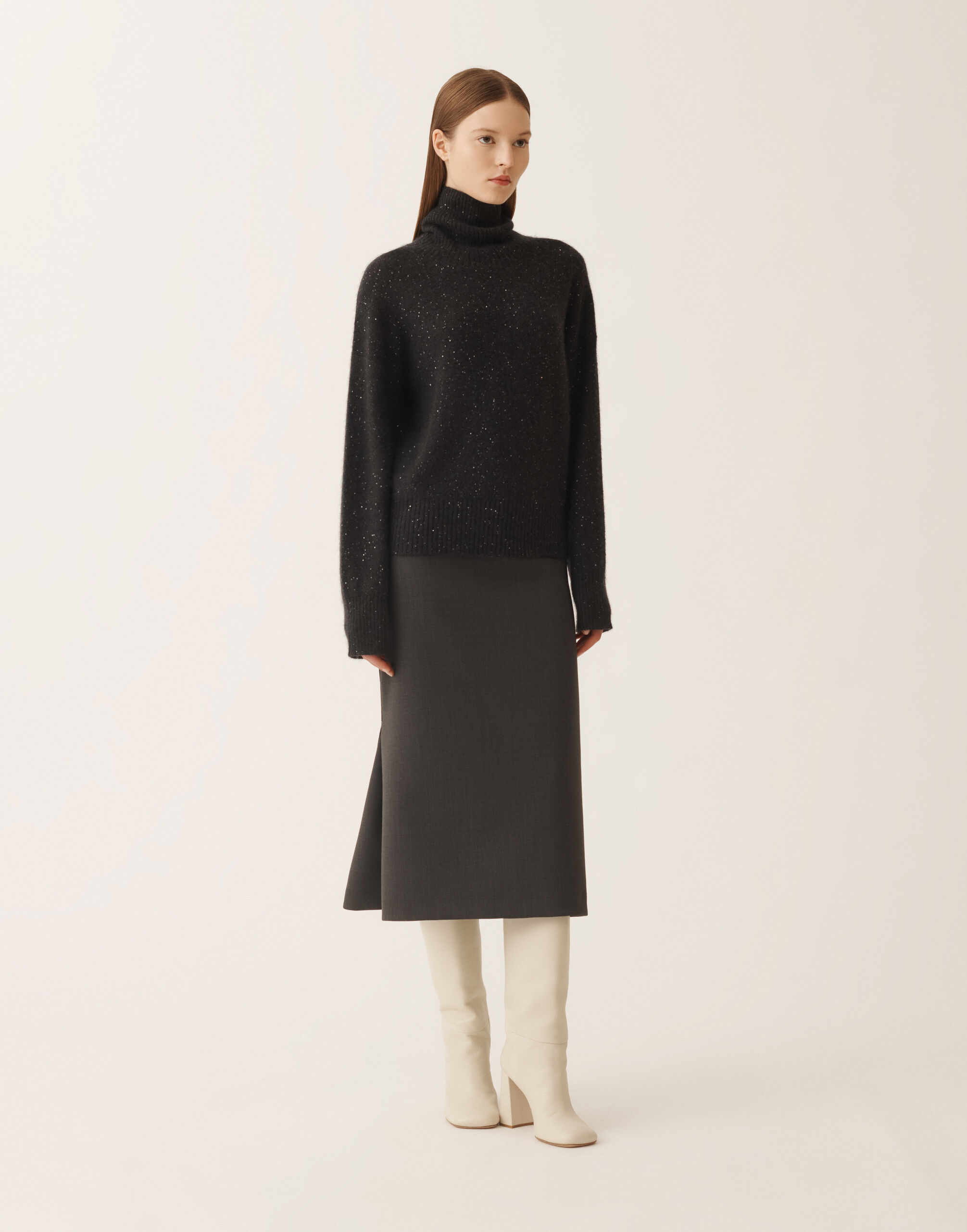 Fabiana Filippi Wool and silk sweater with sequins, slate Grey MAD225F528D2960000