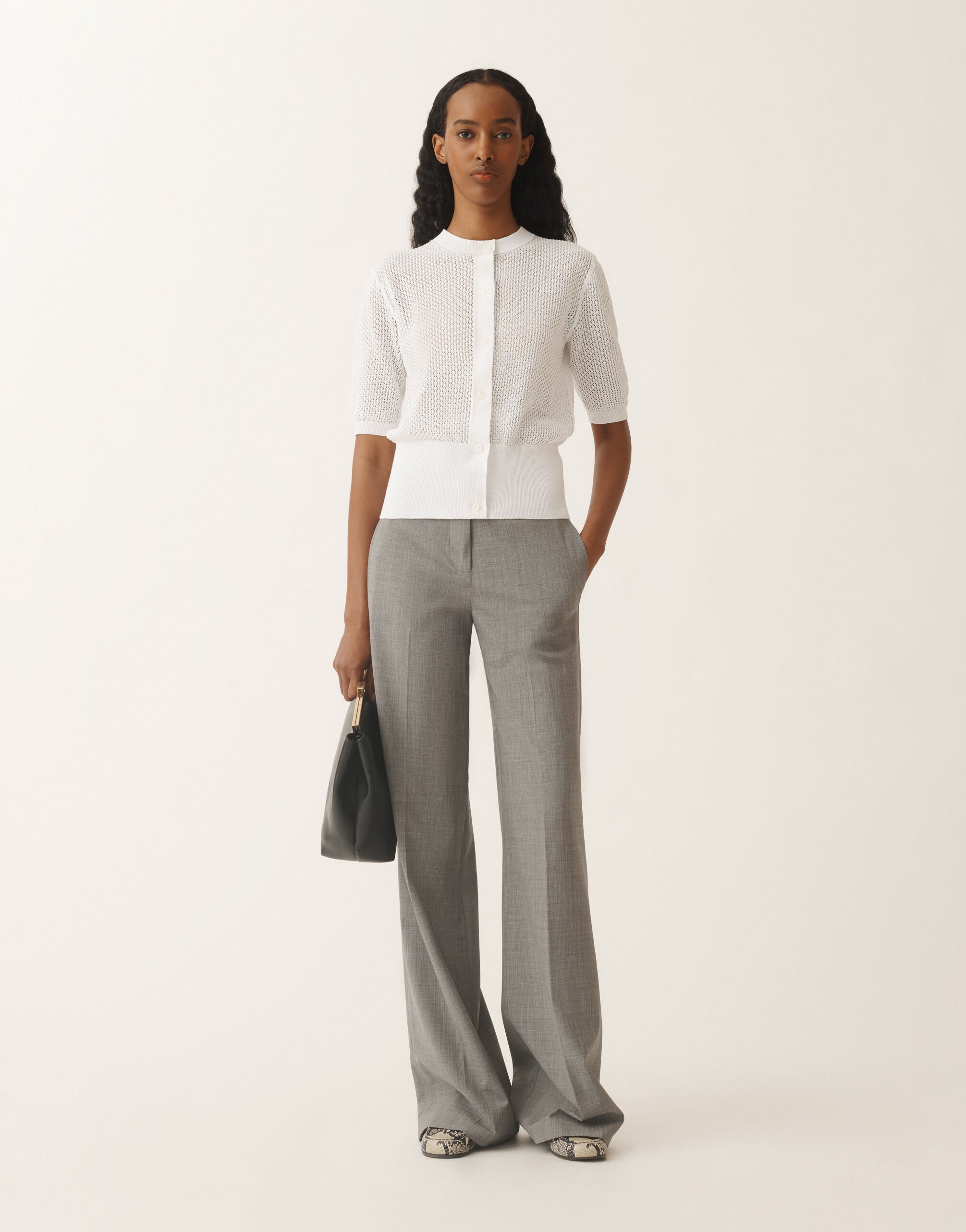 Fabiana Filippi Organic cotton cardigan, optical white WHITE MAD275F501L3340000