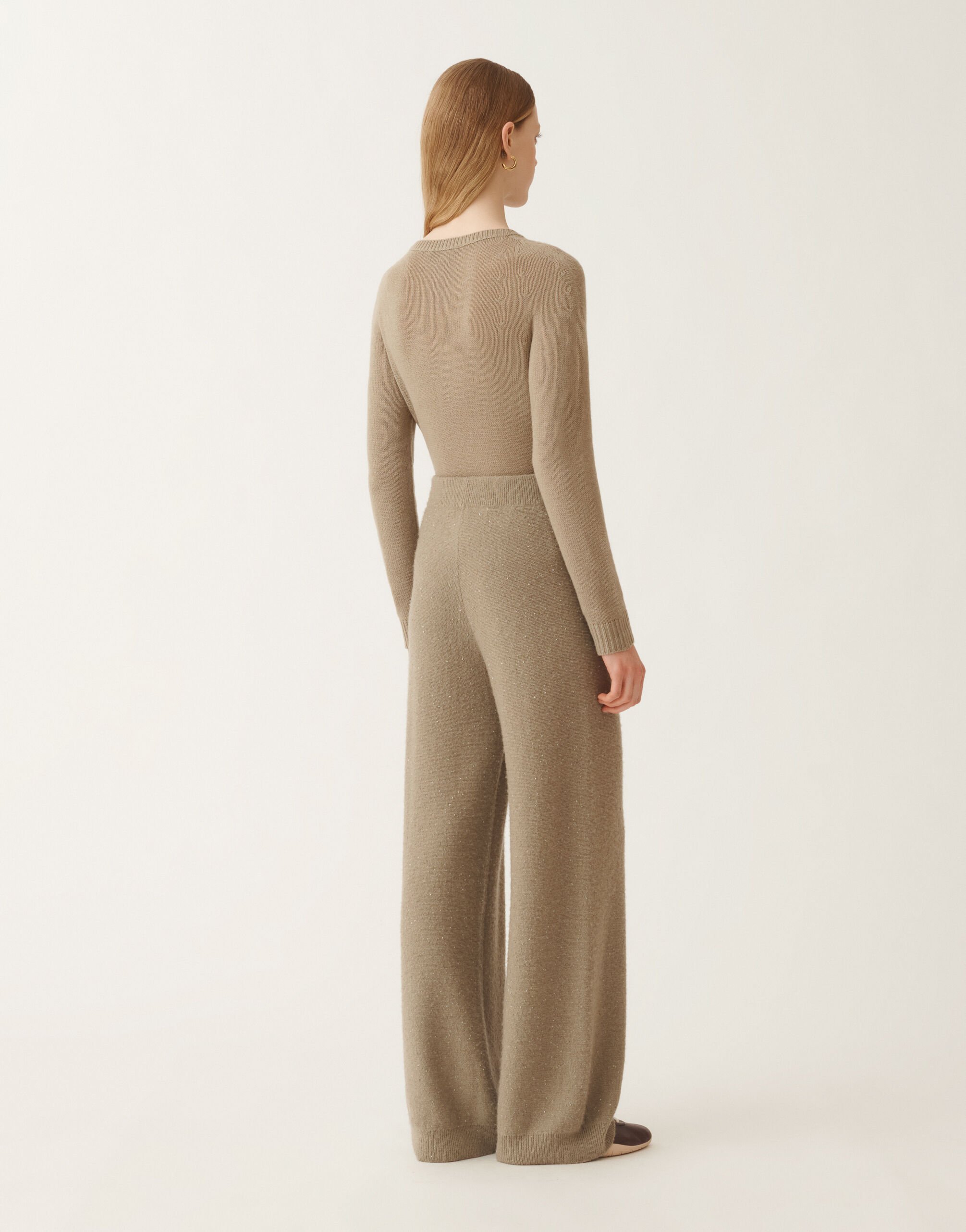 Fabiana Filippi Hose aus Wolle und Seide mit Pailletten, Oliv Braun PAD215F391D2960000