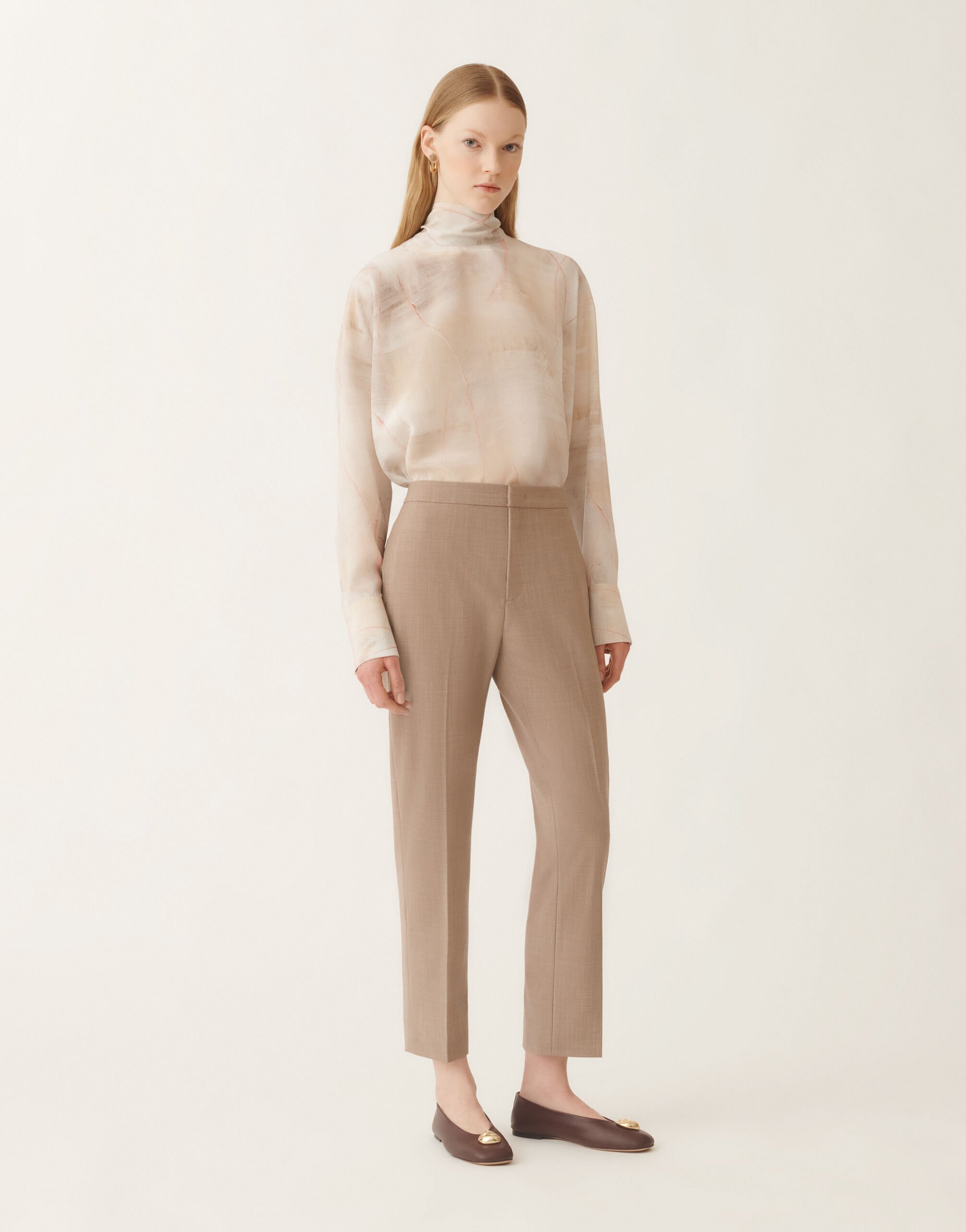 Fabiana Filippi Montefalco trousers in bi-stretch fresco wool, maple Beige PAD215F326L5230000
