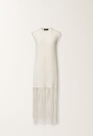 Fabiana Filippi Maglia in Platinum con frange, rafia BIANCO MAD215F156L5050000