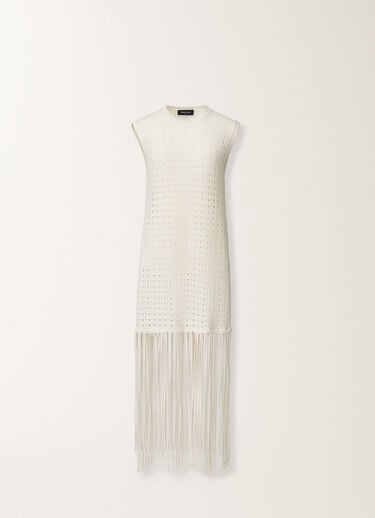 Fabiana Filippi Maglia in Platinum con frange, rafia BIANCO MAD215F156L5050000