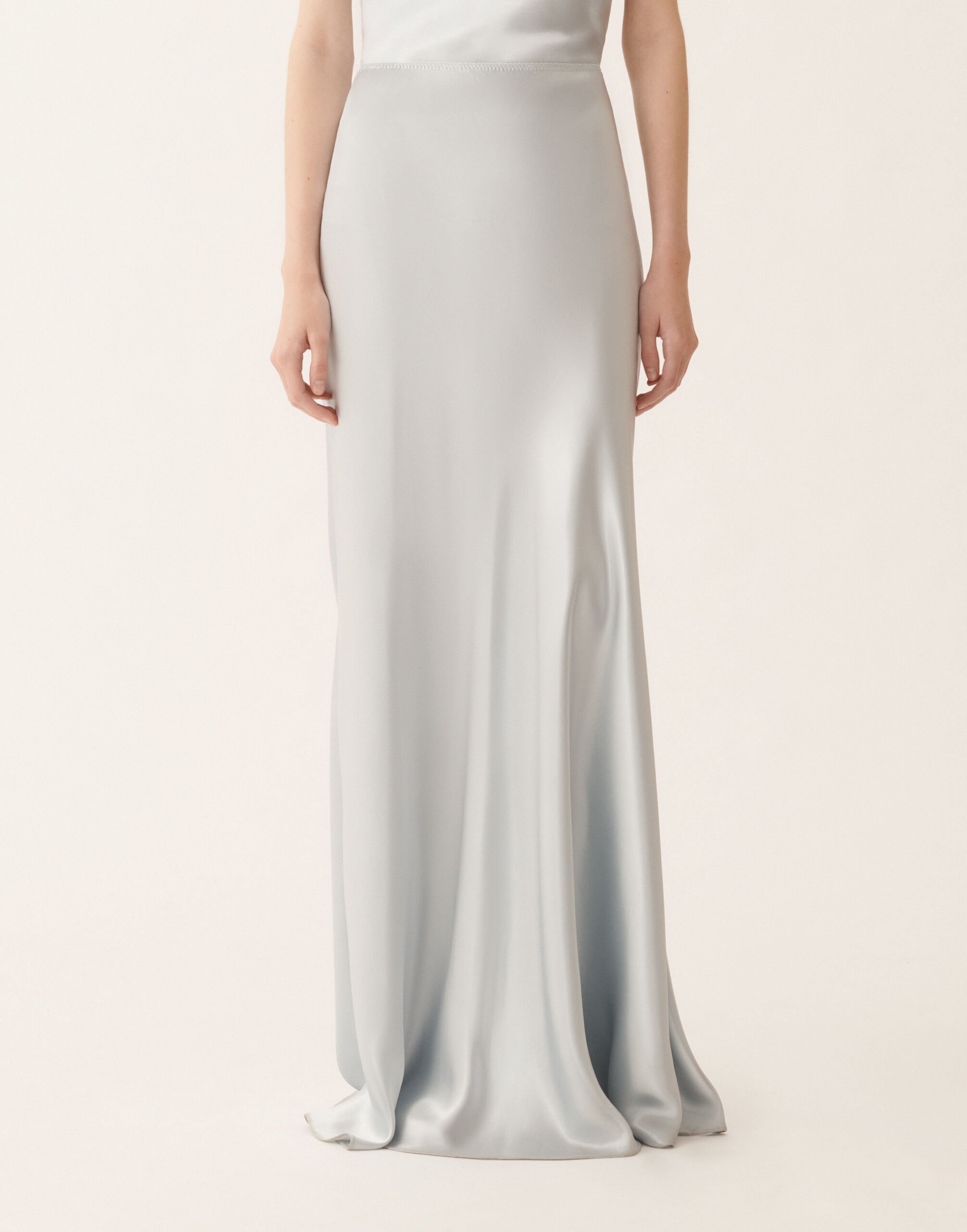 Fabiana Filippi Asymmetric skirt in aqua satin, aqua Blue GND266F401D9440000