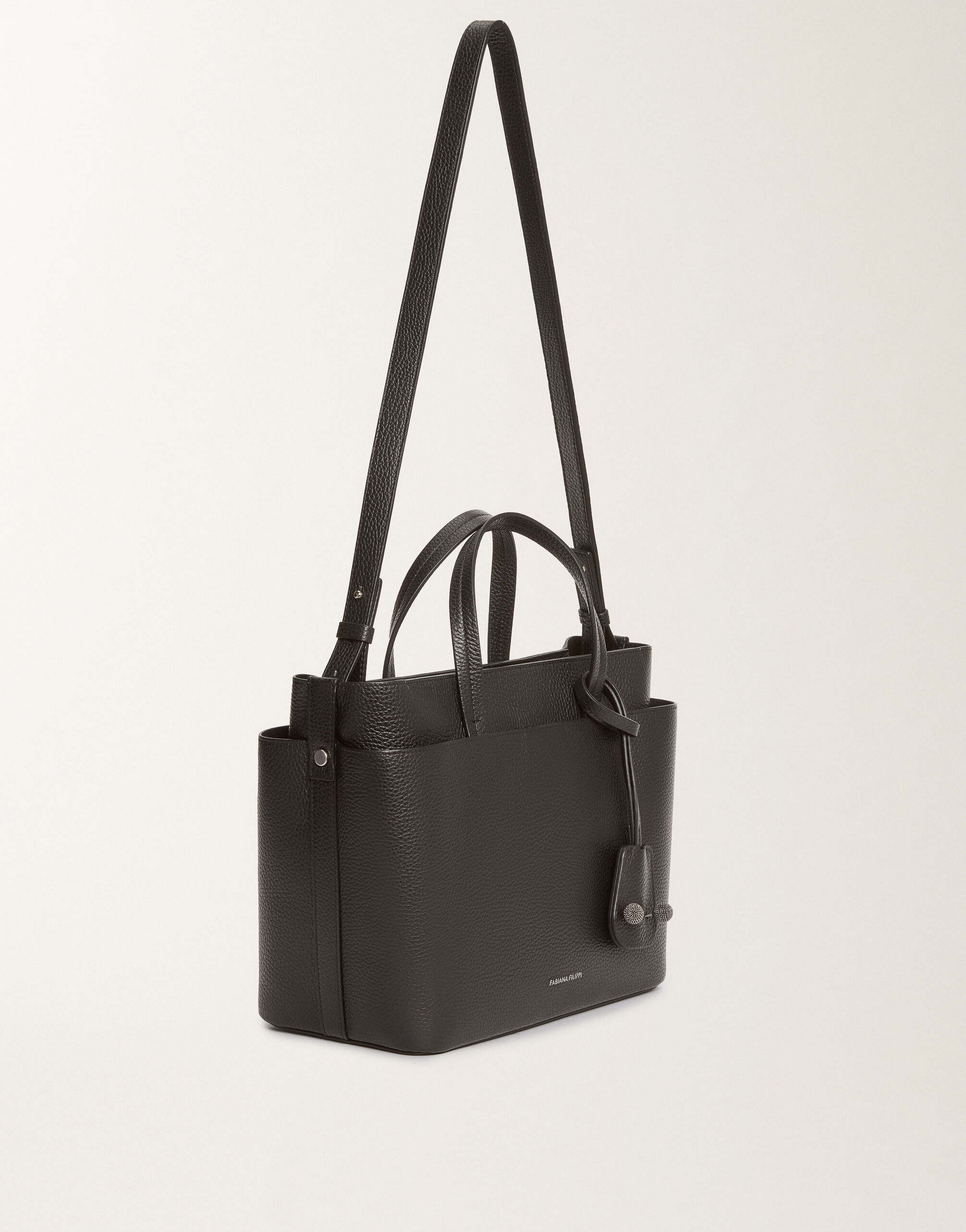 Large grained leather handbag, black for Women | Fabiana Filippi®
