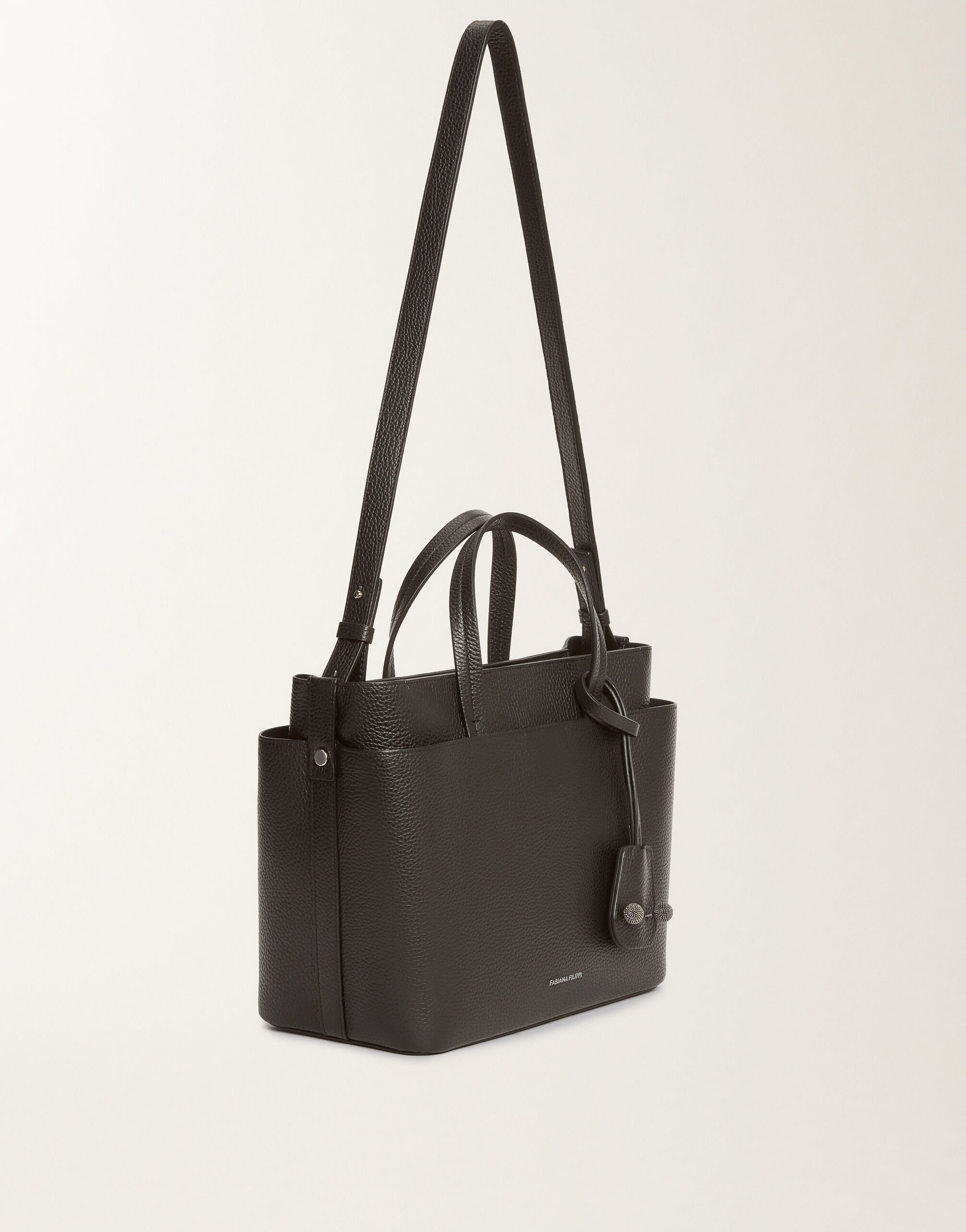 Fabiana Filippi Große Handtasche aus genarbtem Leder, Schwarz Grau BGD215A850L8040000
