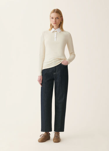 Ribbed cotton jersey long-sleeved T-shirt, butter Fabiana Filippi Ribbed cotton jersey long-sleeved T-shirt, butter Butter JED226F552M4560000