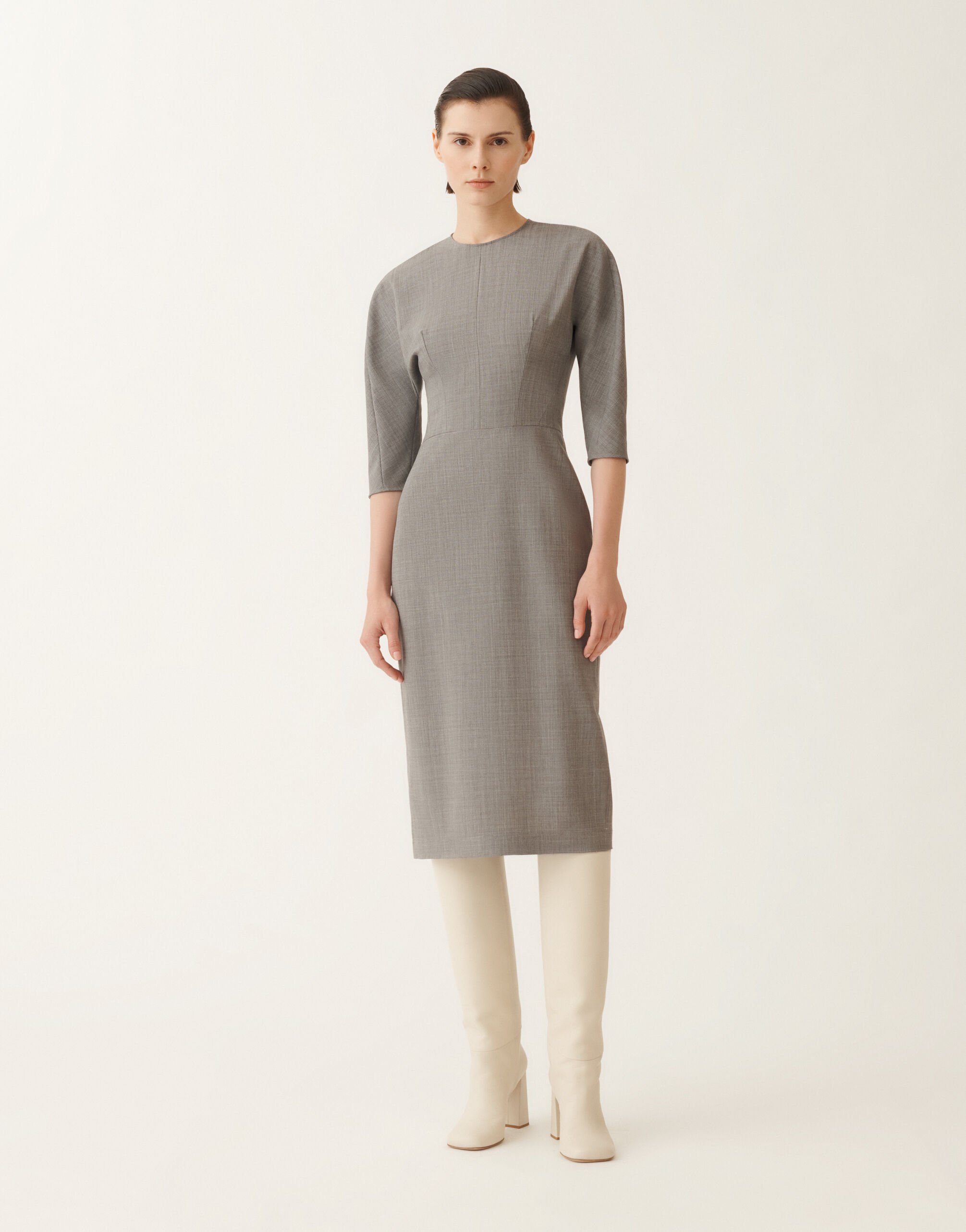 Fabiana Filippi Robe en laine froide, roche chinée GRIS ABD215F192L5560000