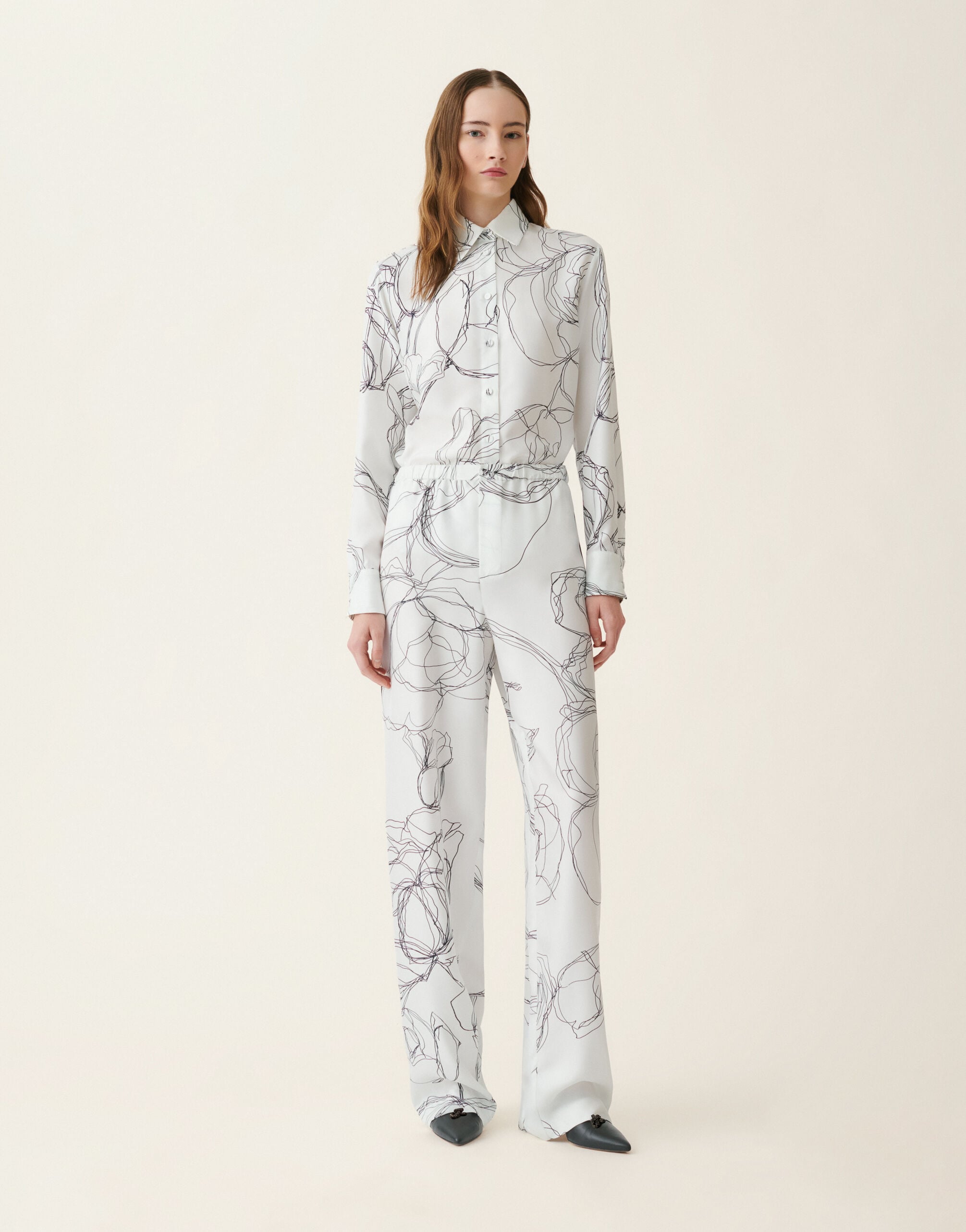 Silk twill trousers, white for Women | Fabiana Filippi®