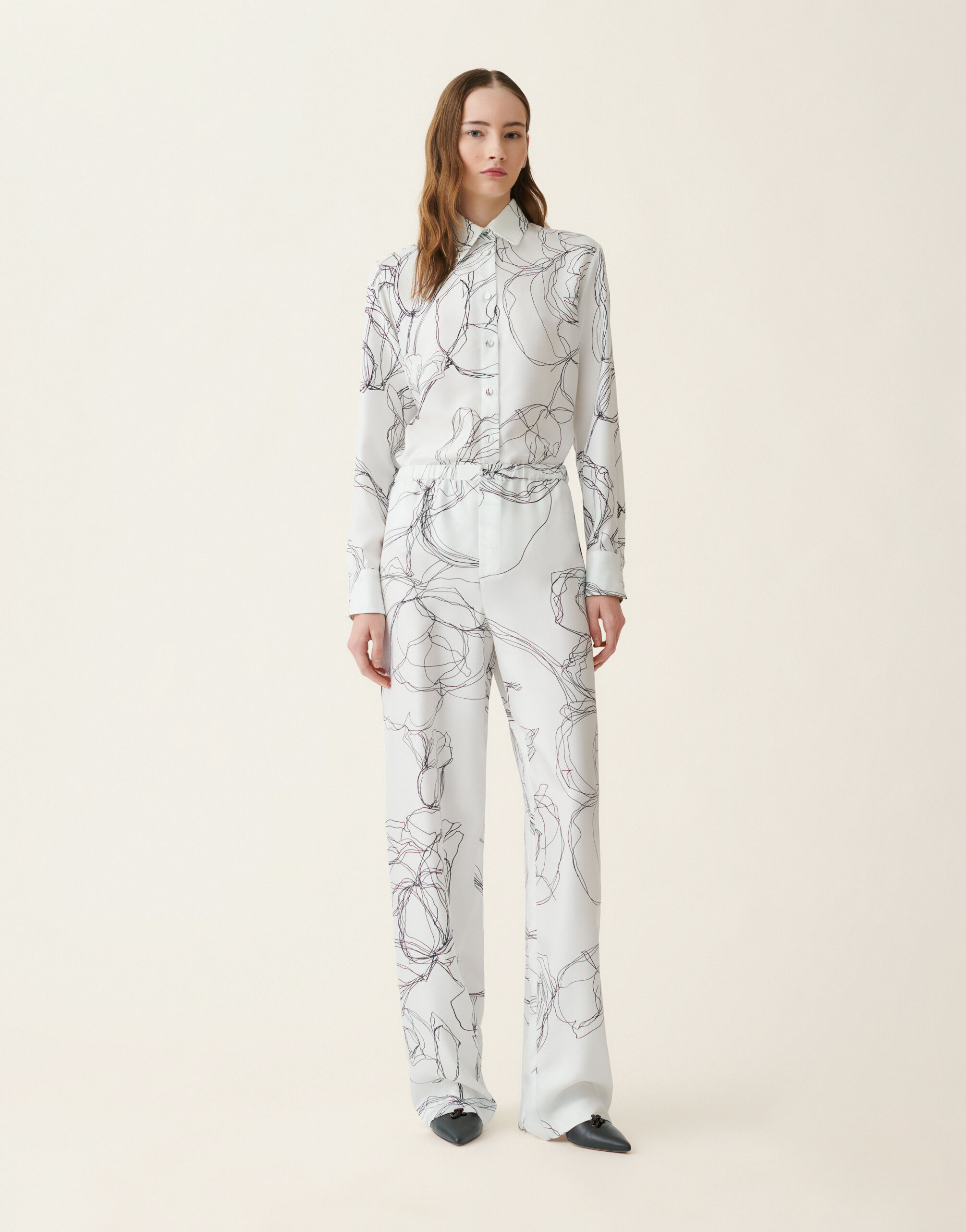 Pantalon en twill de soie, blanc Fabiana Filippi Pantalon en twill de soie, blanc Blanc PAD216F315M3030000