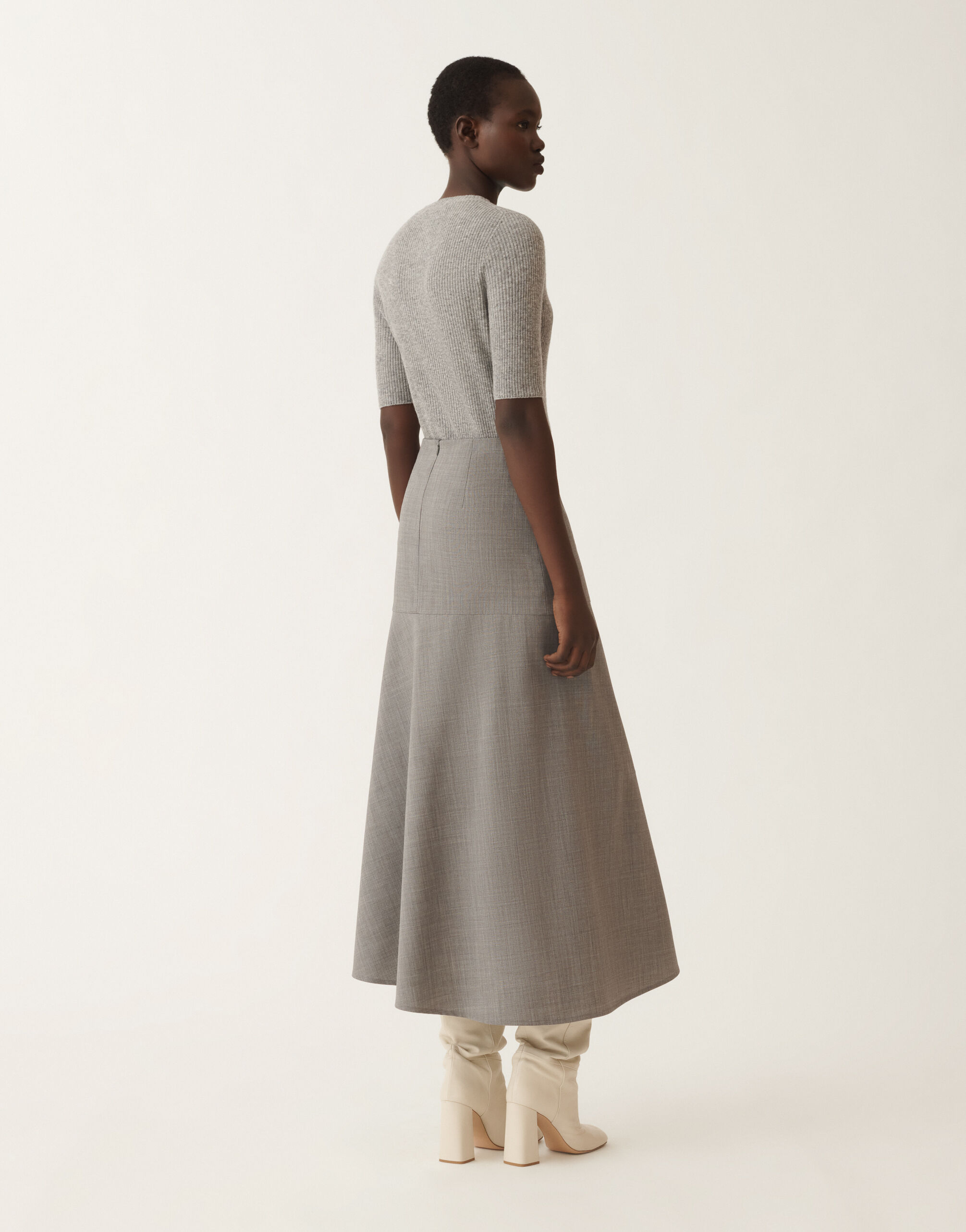 Cool wool asymmetrical skirt, melange rock for Women