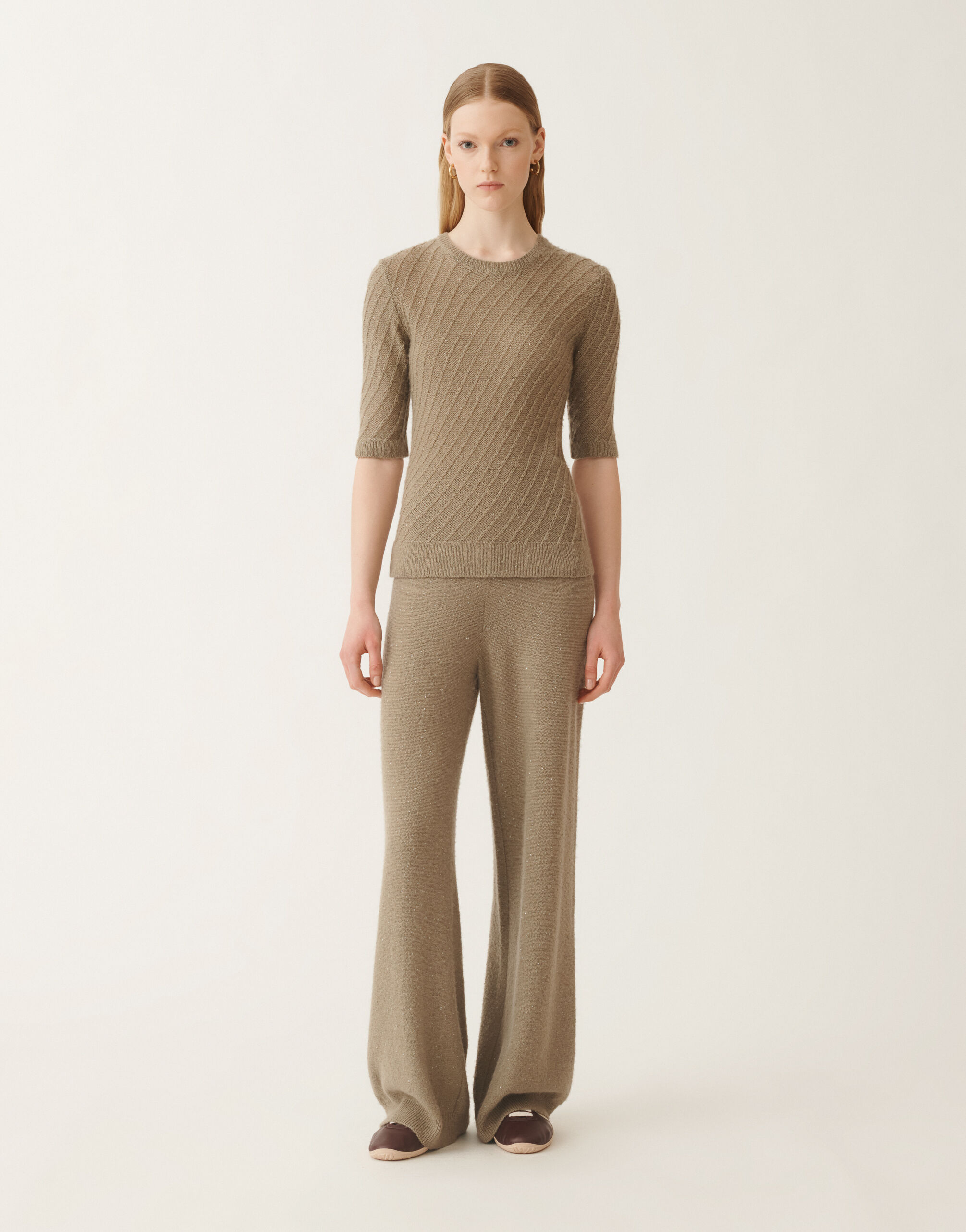 Fabiana Filippi Wool and silk sweater with sequins, olive GREEN MAD215F110D2960000