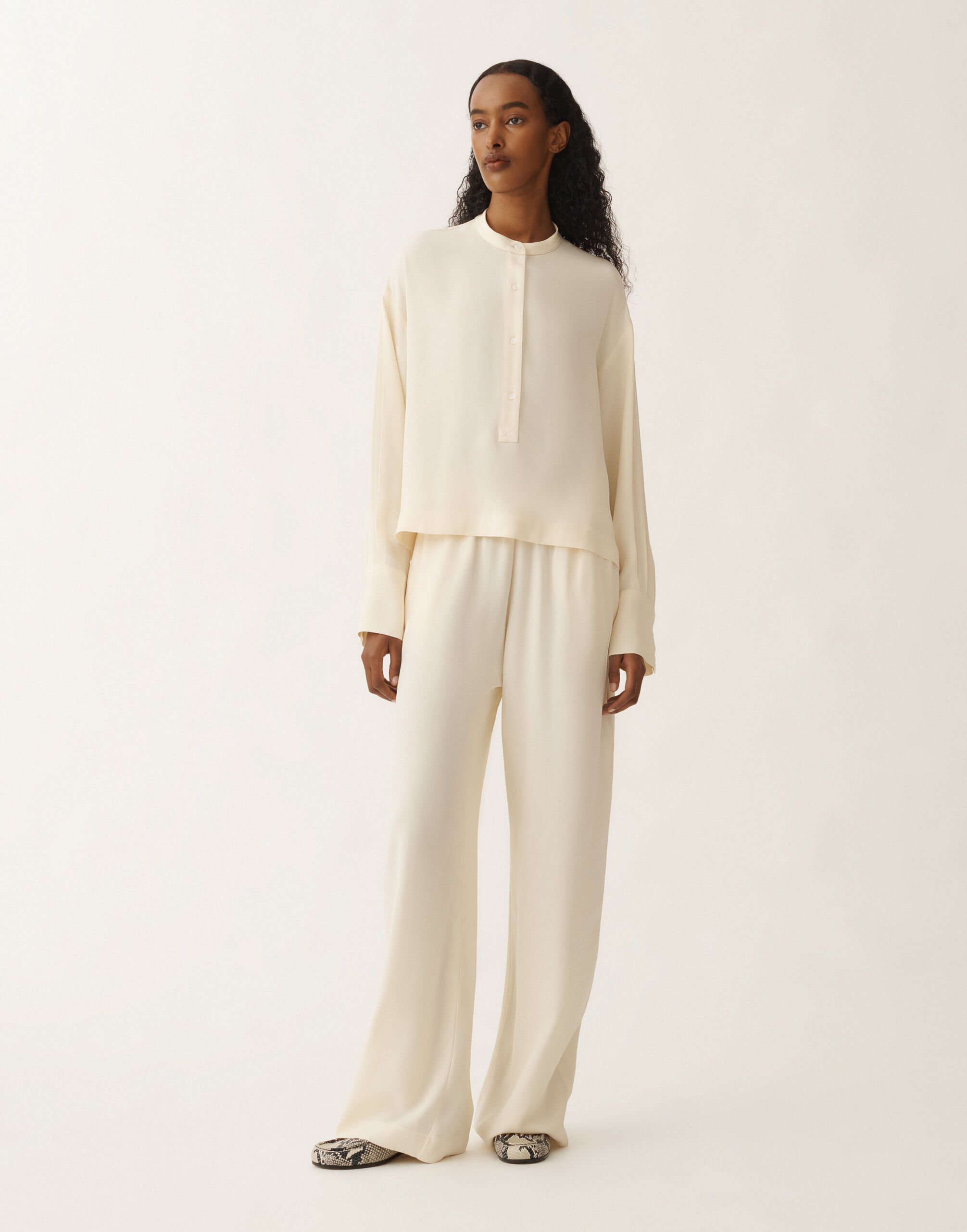 Fabiana Filippi Envers satin shirt, vanilla WHITE CAD265F356L2880000