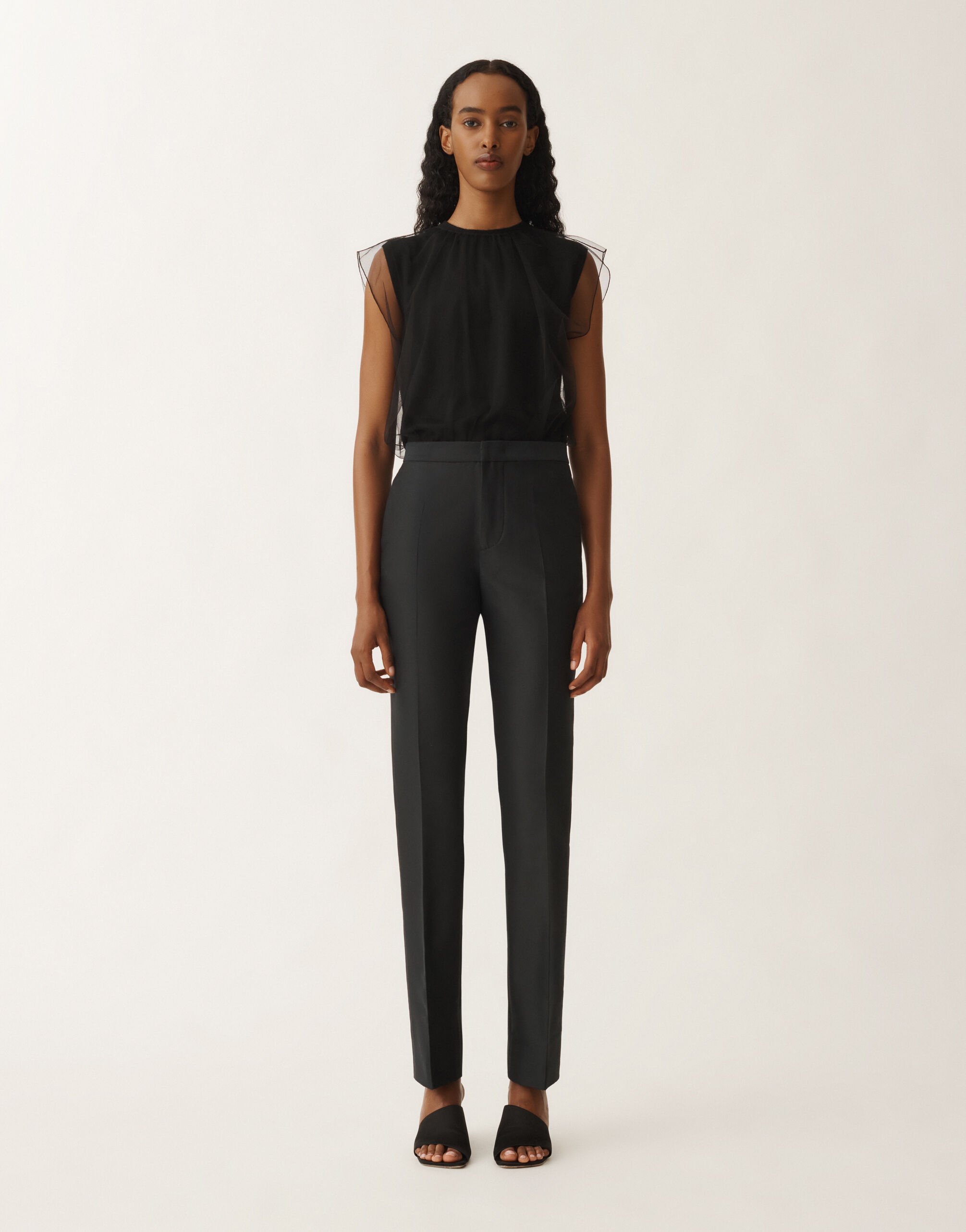 Fabiana Filippi Pantalon Montefalco en coton et soie mikado, noir NOIR PAD265F326D7870000