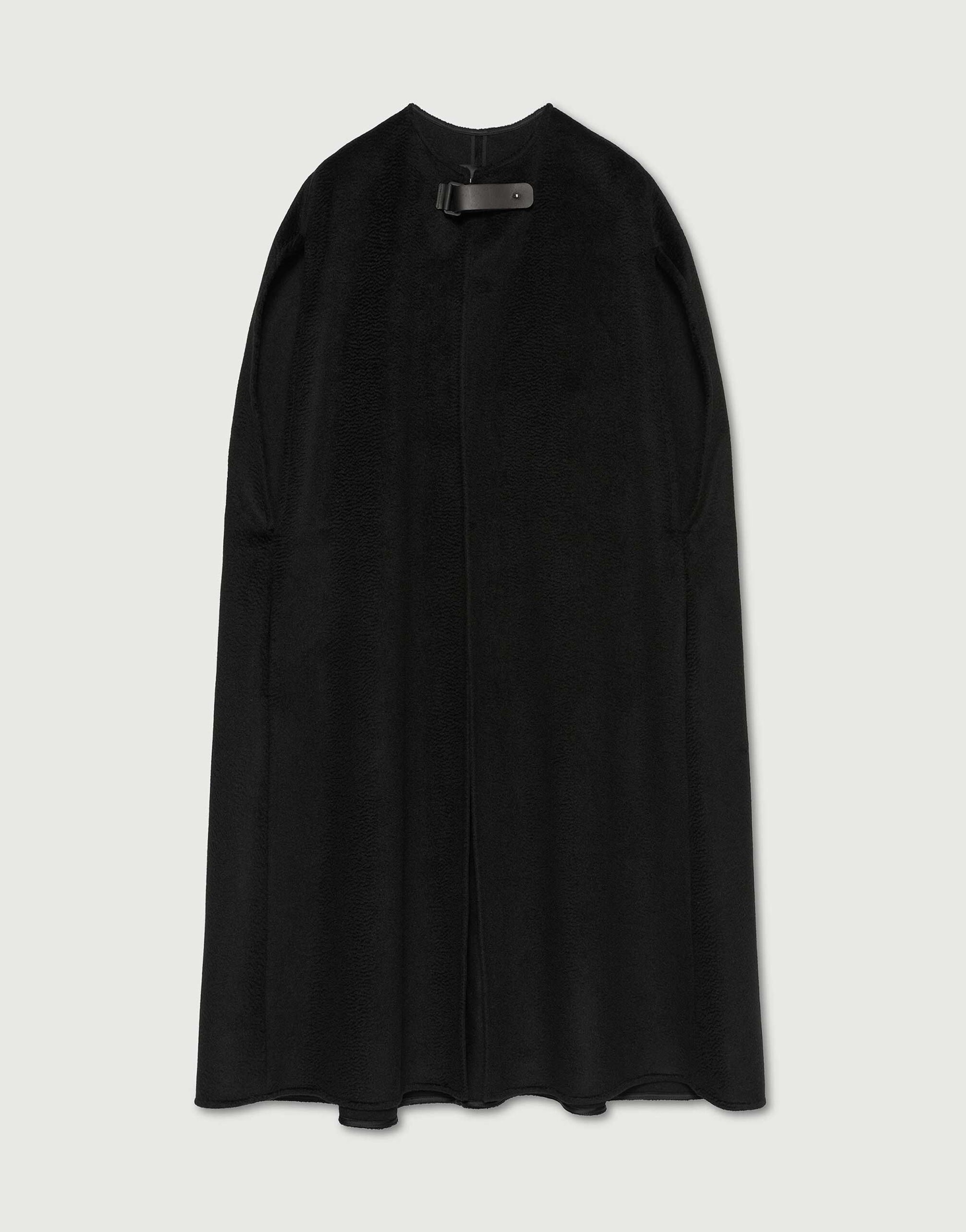 Cape longue en laine de chameau noir