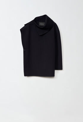 Fabiana Filippi WOOL CASHMERE ONE SLEEVE CAPE BLACK CTD214F382D7520000