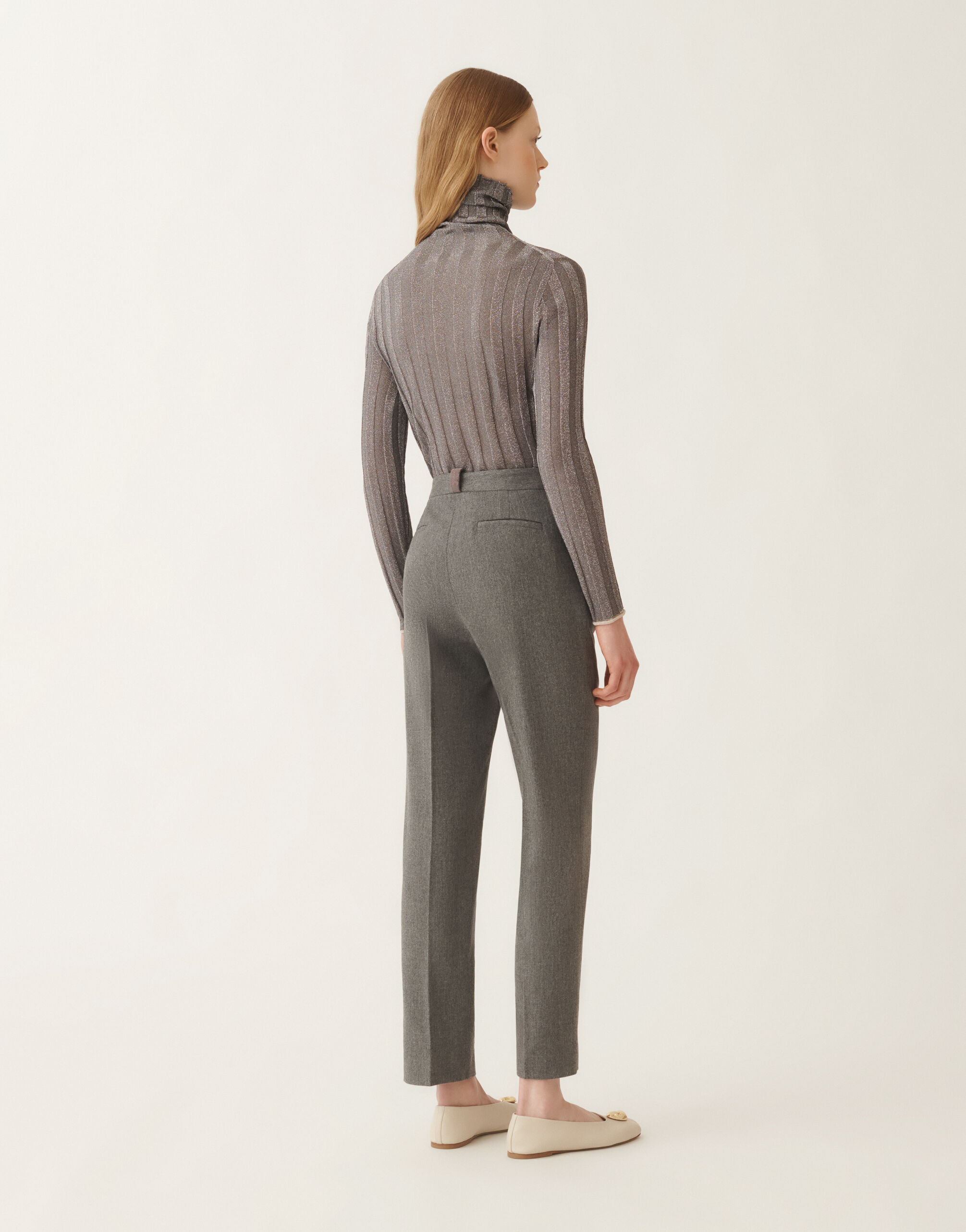 Fabiana Filippi Montefalco trousers in flannel, rock Grey PAD225F326L6640000