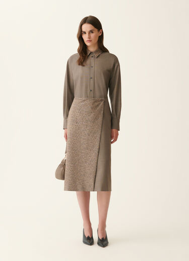 Fabiana Filippi Wrap pencil skirt in bi-stretch fresco wool, falcon Falcon GND226F335M4840000