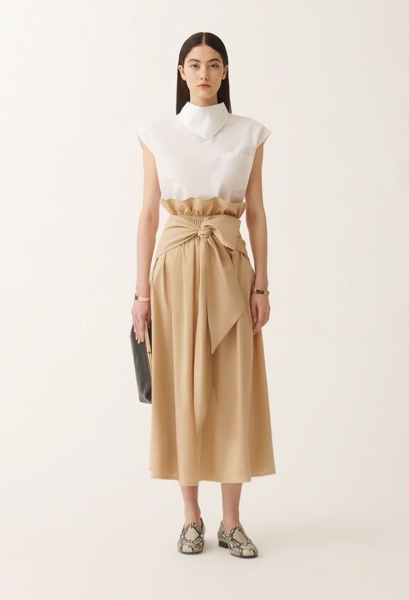 Fabiana Filippi Jupe en popeline technique, sable SABLE GND275F811D8540000