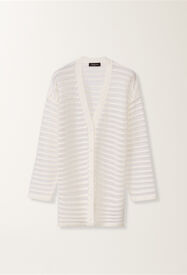 Fabiana Filippi Cardigan de algodón y lino con lentejuelas, blanco Blanco MAD266F100L7680000
