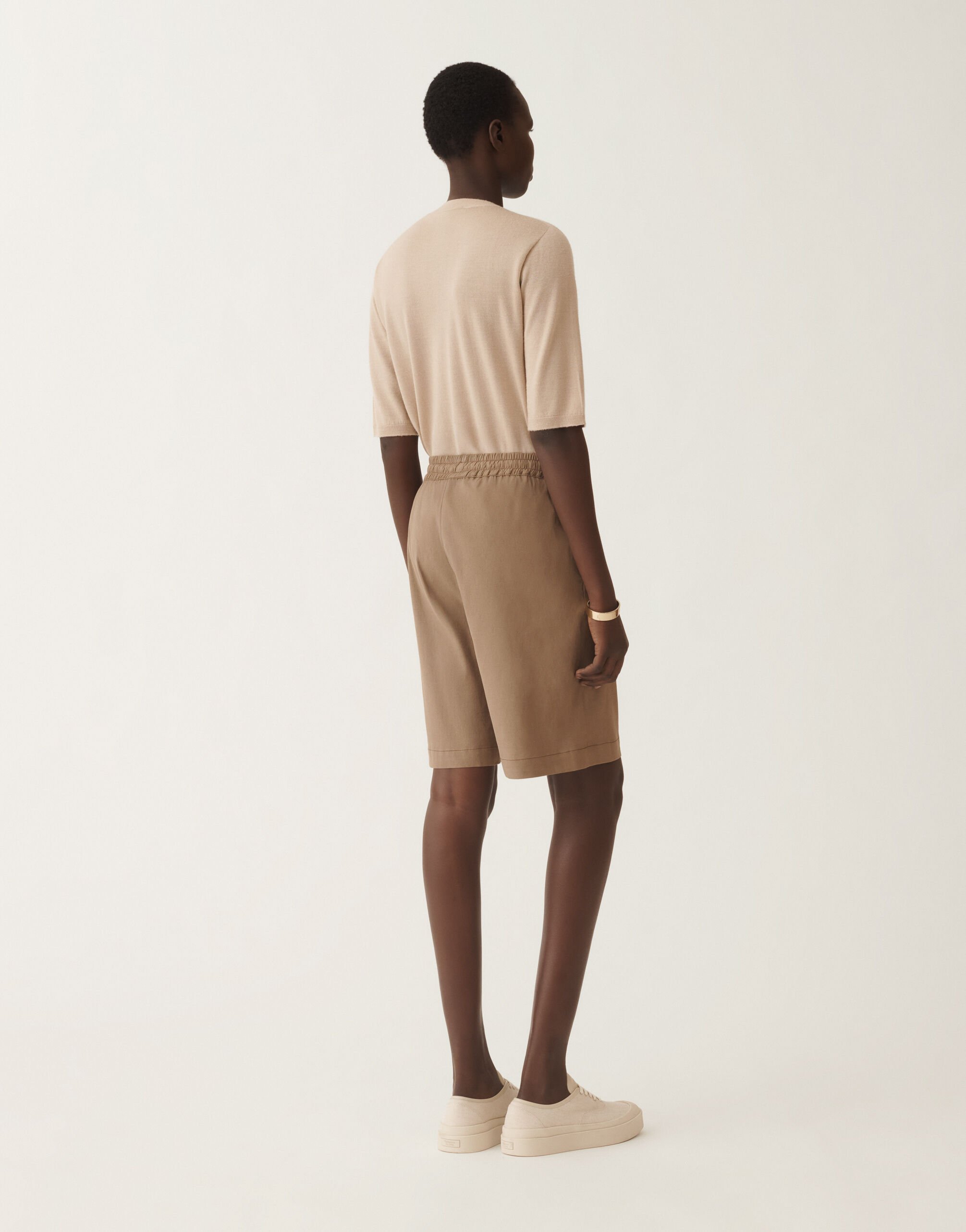 Fabiana Filippi Stretch viscose and linen shorts, taupe TAUPE PADC02F412H5490000
