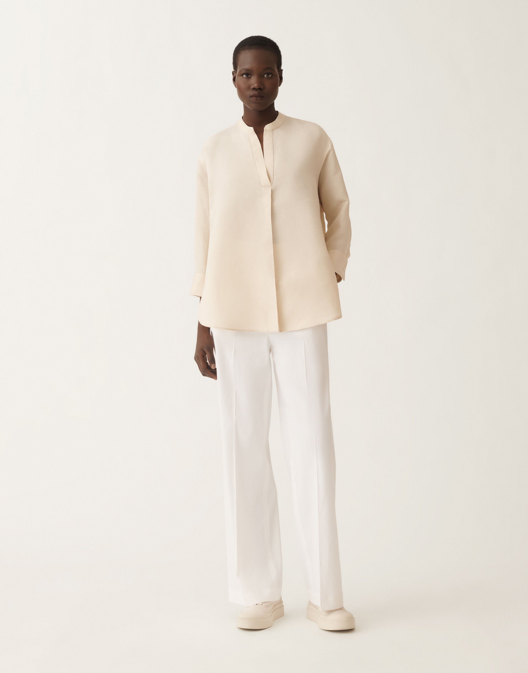 Fabiana Filippi Linen and viscose shirt, light sand SAND CADC02F351H5470000