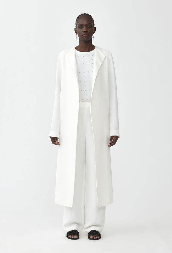 Fabiana Filippi Trench-coat en viscose et lin, blanc CTD274F758D5440000