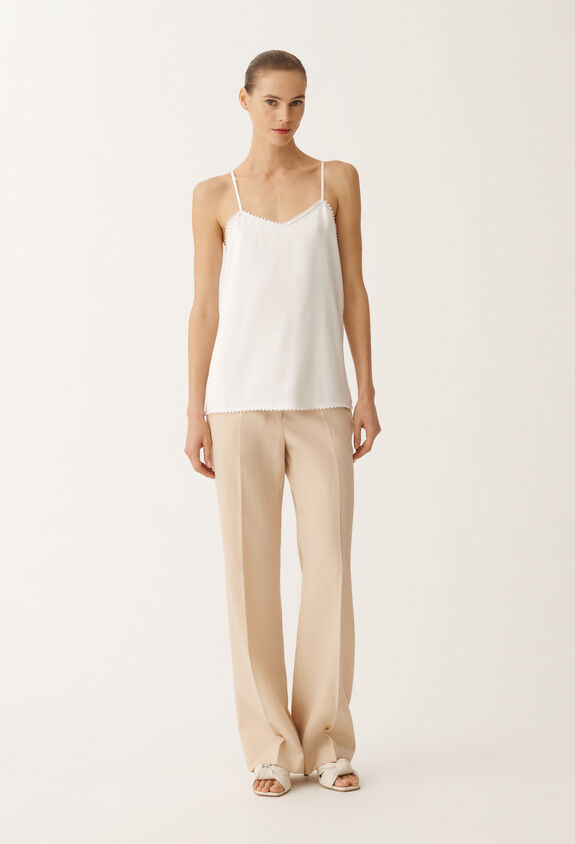 Fabiana Filippi Viscose satin lingerie top, white WHITE TPD265F302L2220000