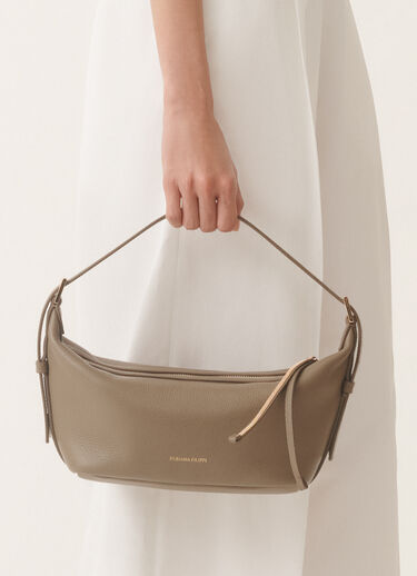 Fabiana Filippi Mini-Hobo-Bag aus gekörntem Leder, schlammbraun VANILLE BGD275A081L4270000
