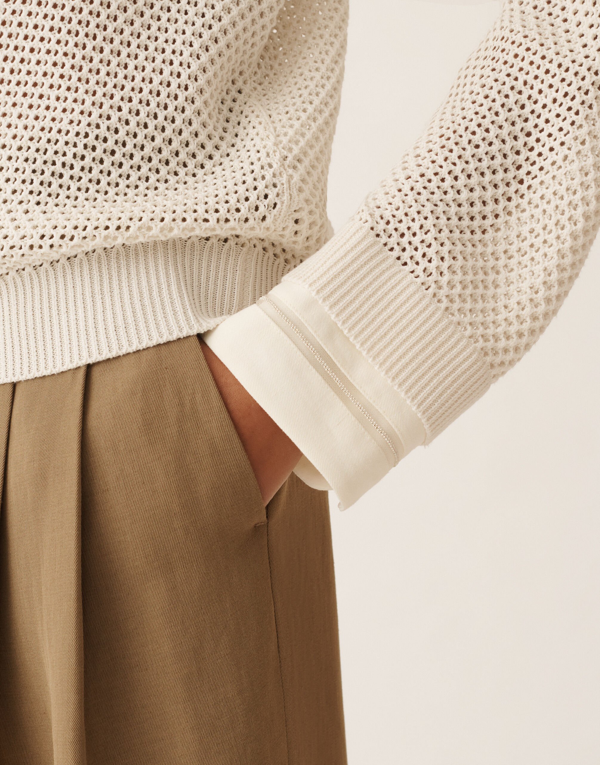 Maglia in cotone organico con viscosa brillante, burro Fabiana Filippi Maglia in cotone organico con viscosa brillante, burro BURRO MAD276F481M1560000