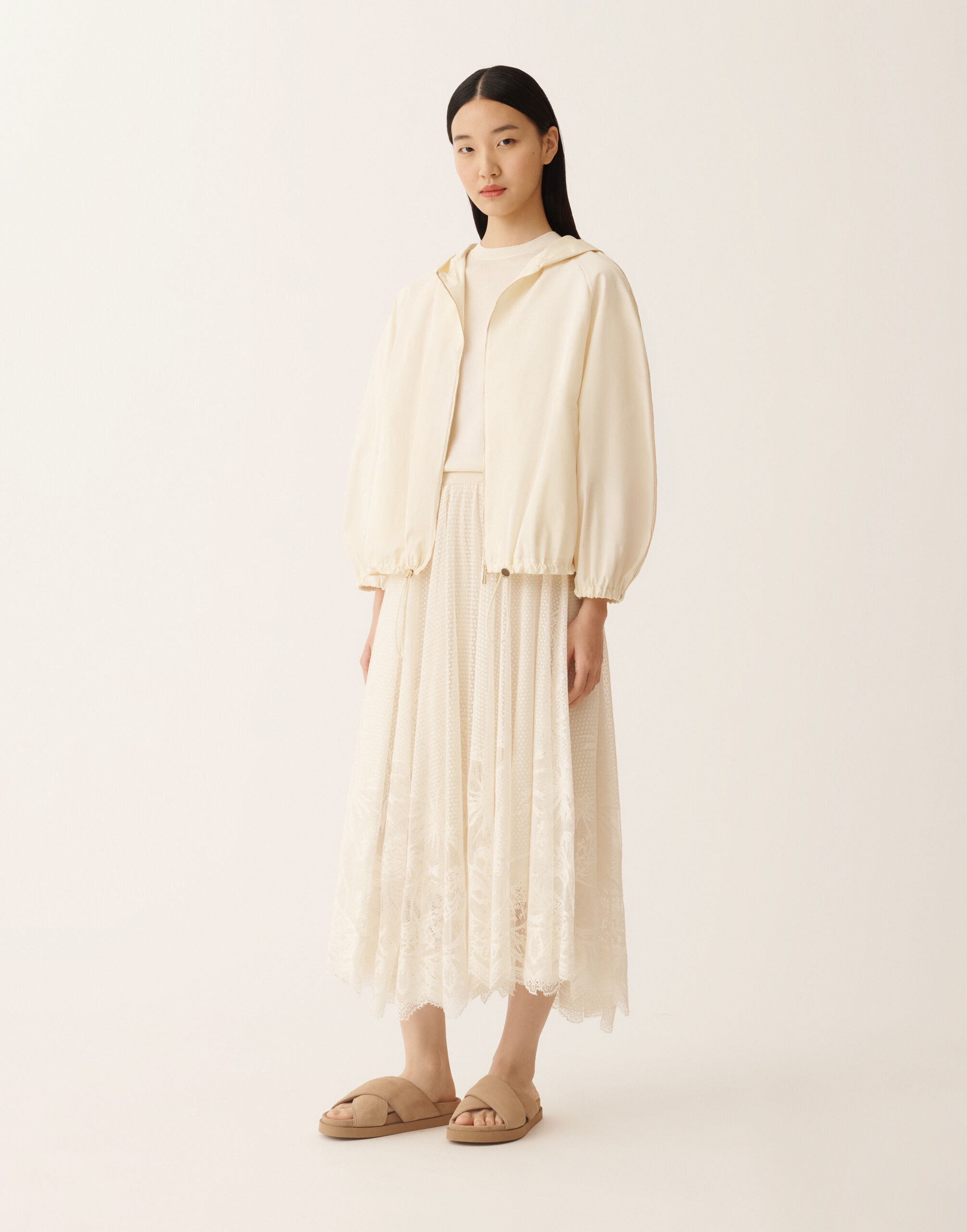 Technical taffeta bomber jacket, butter for Women | Fabiana Filippi®