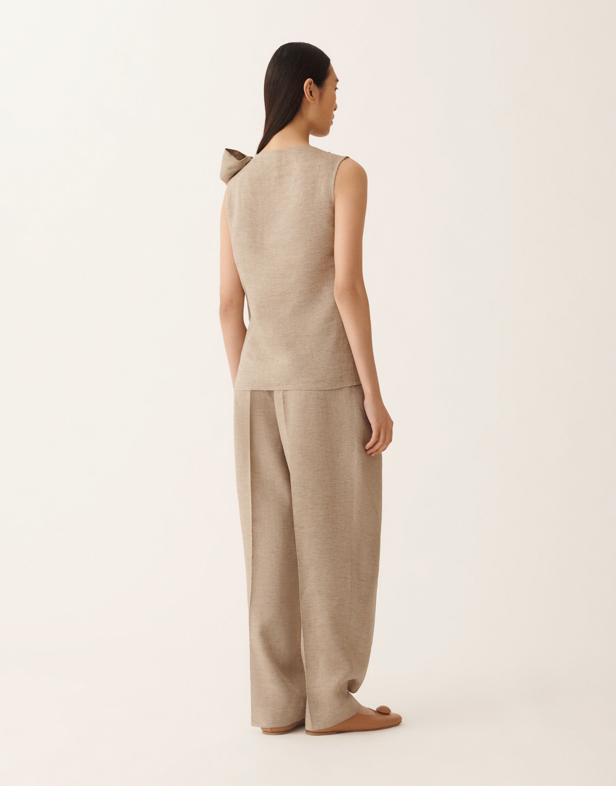 Linen top in taupe for Women | Fabiana Filippi®