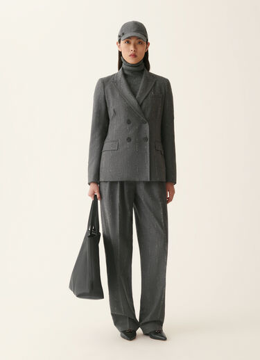 Fabiana Filippi Double-breasted pinstriped flannel jacket, charcoal Charcoal GCD226F177M4130000
